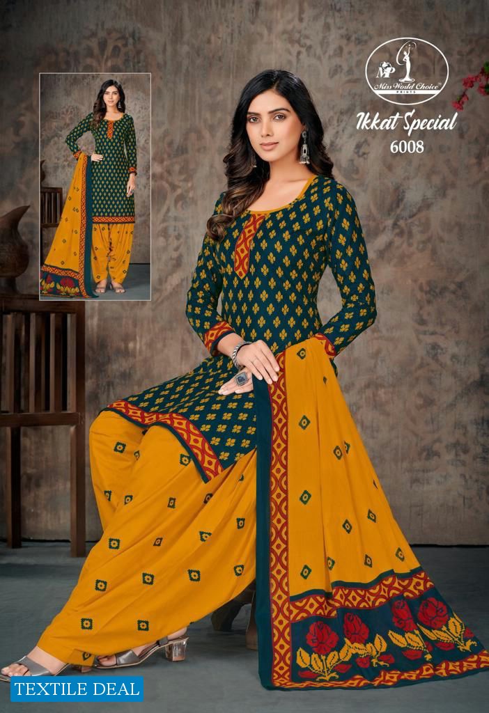 Miss World Ikkat Special Vol-6 Wholesale 160 Gram Poplin Cotton Dress Material