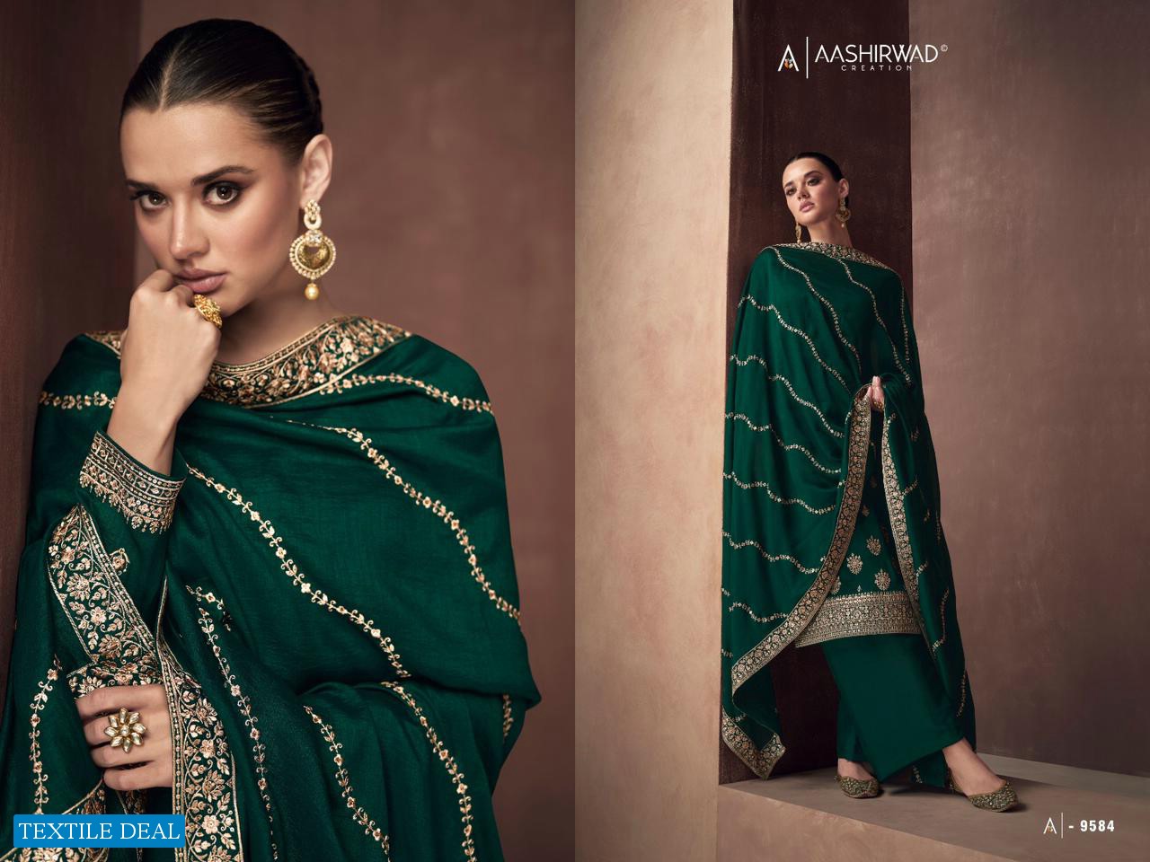 AASHIRWAD CREATION GULKAND ZAHA DESIGNER SILK PAKISTANI SUIT