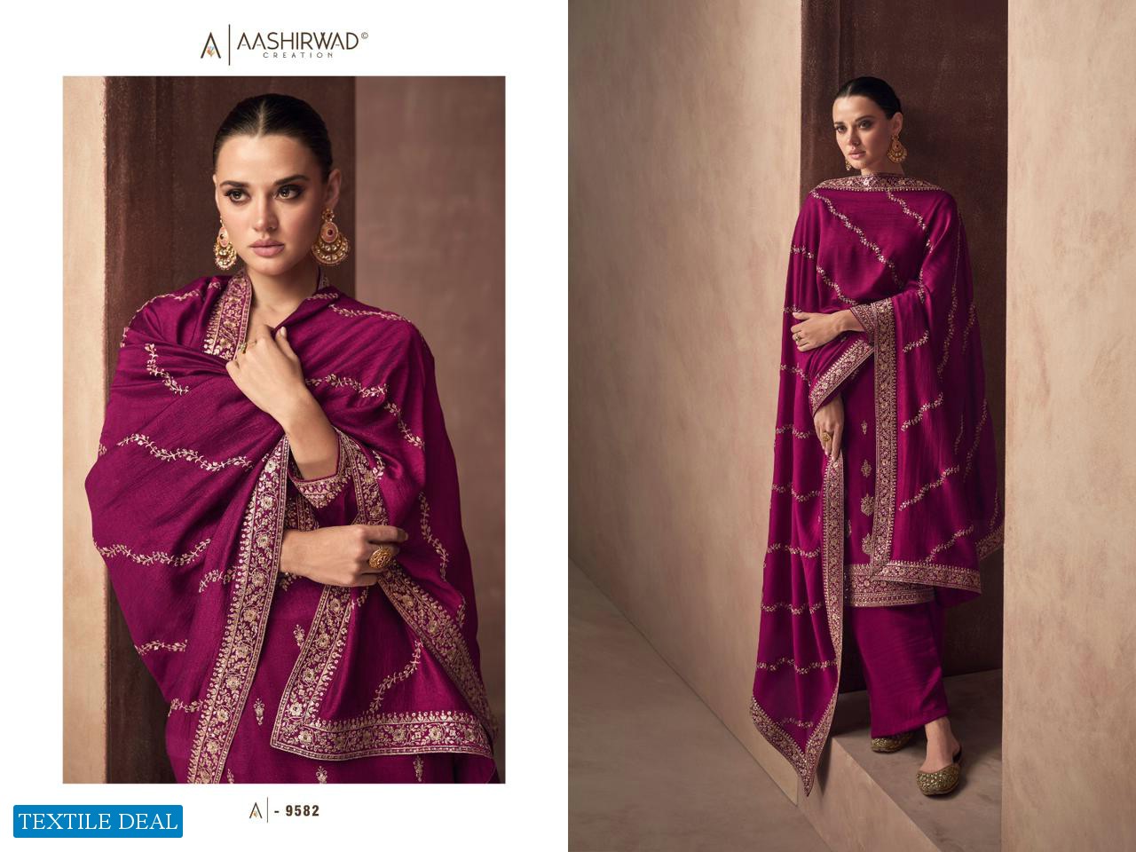 AASHIRWAD CREATION GULKAND ZAHA DESIGNER SILK PAKISTANI SUIT