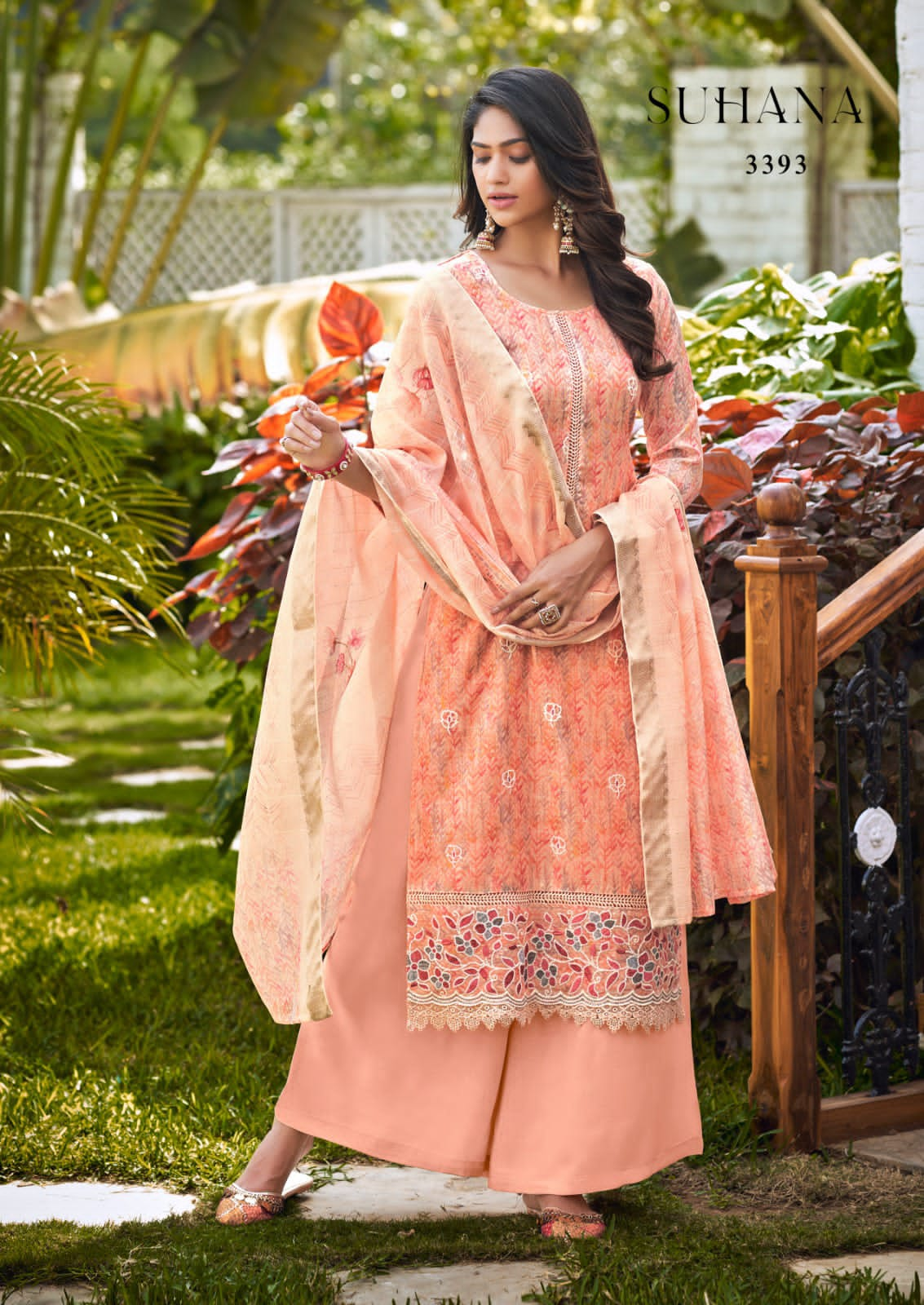 Rang Suhana Wholesale Printed Linen Checks With Fancy Work Dress Material