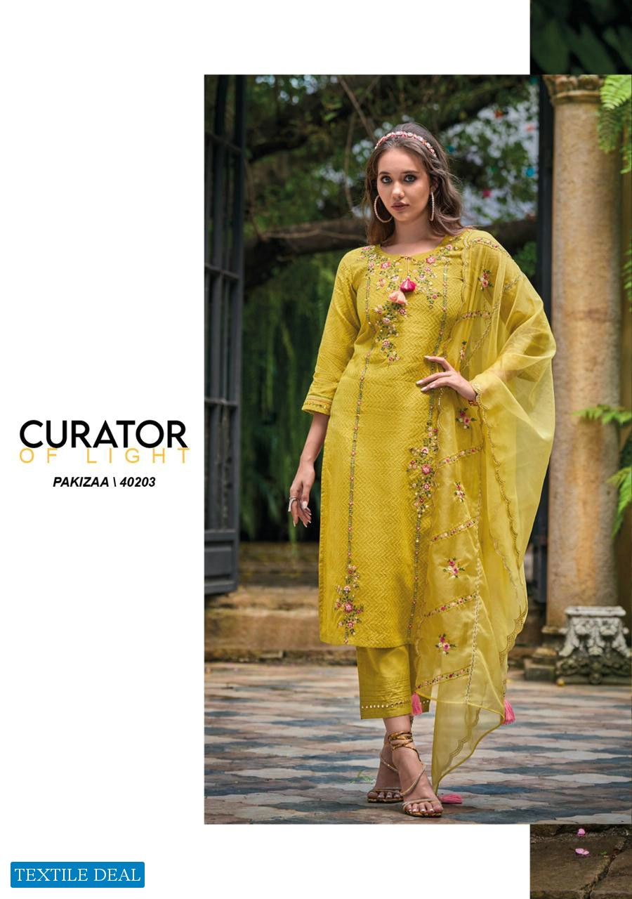 PAKIZAA VOL 3 BY KAILEE FASHION FANCY THREAD MIRROR WORK KURTI WITH PANT AND DUPATTA