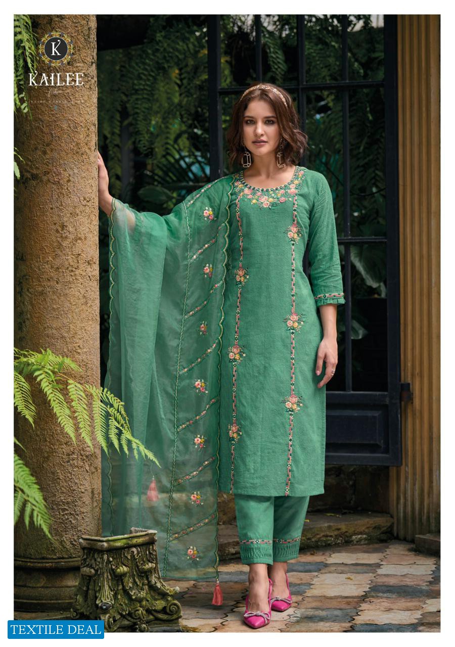PAKIZAA VOL 3 BY KAILEE FASHION FANCY THREAD MIRROR WORK KURTI WITH PANT AND DUPATTA