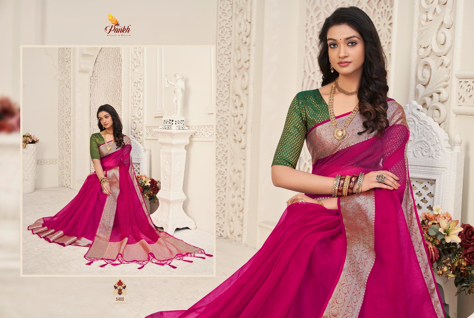 Pankh Zoya Silk Vol-1 Wholesale Chinon Silk Casual Indian Sarees