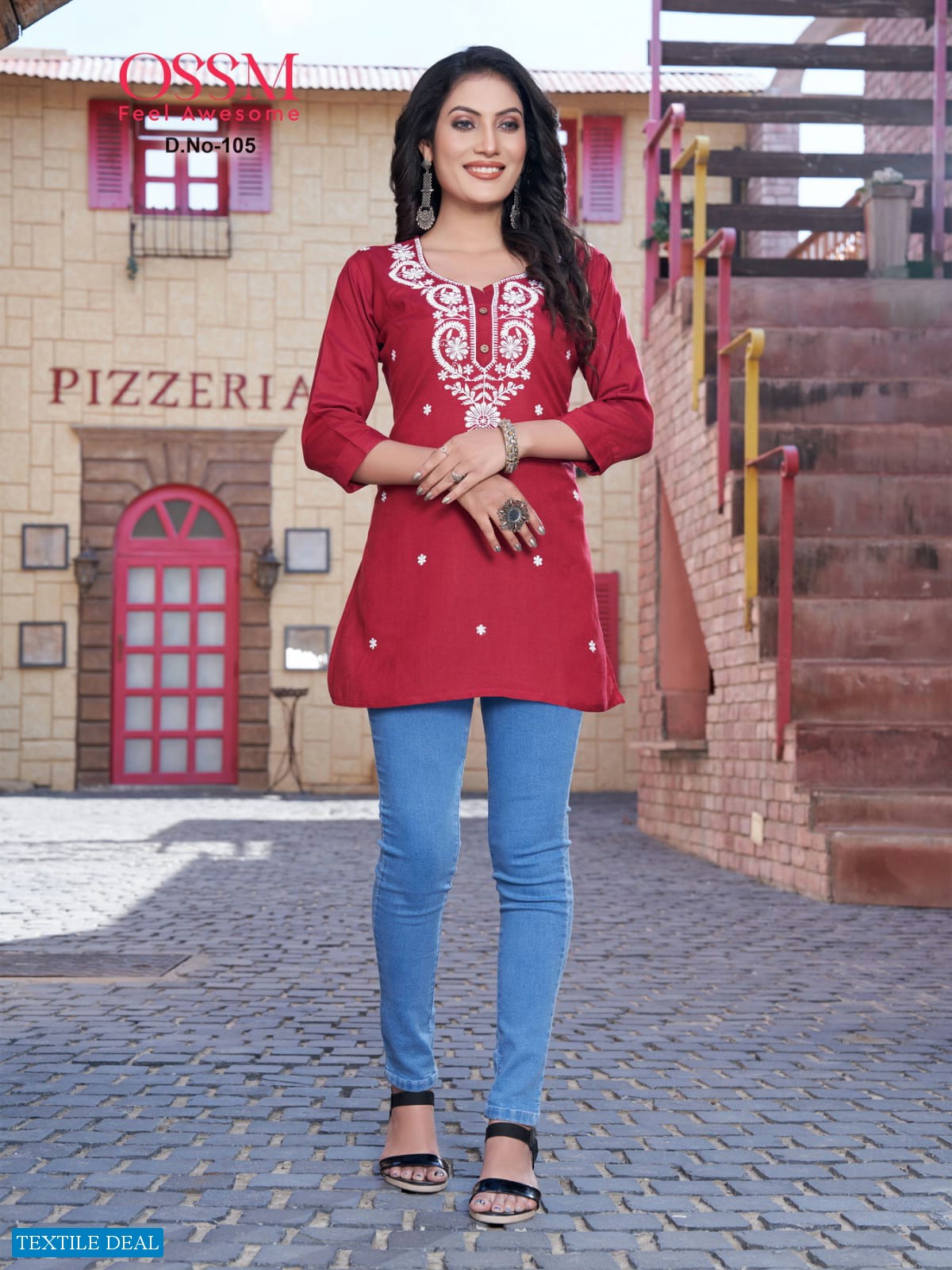 OSSM Nora Wholesale Short Embroidered Tops