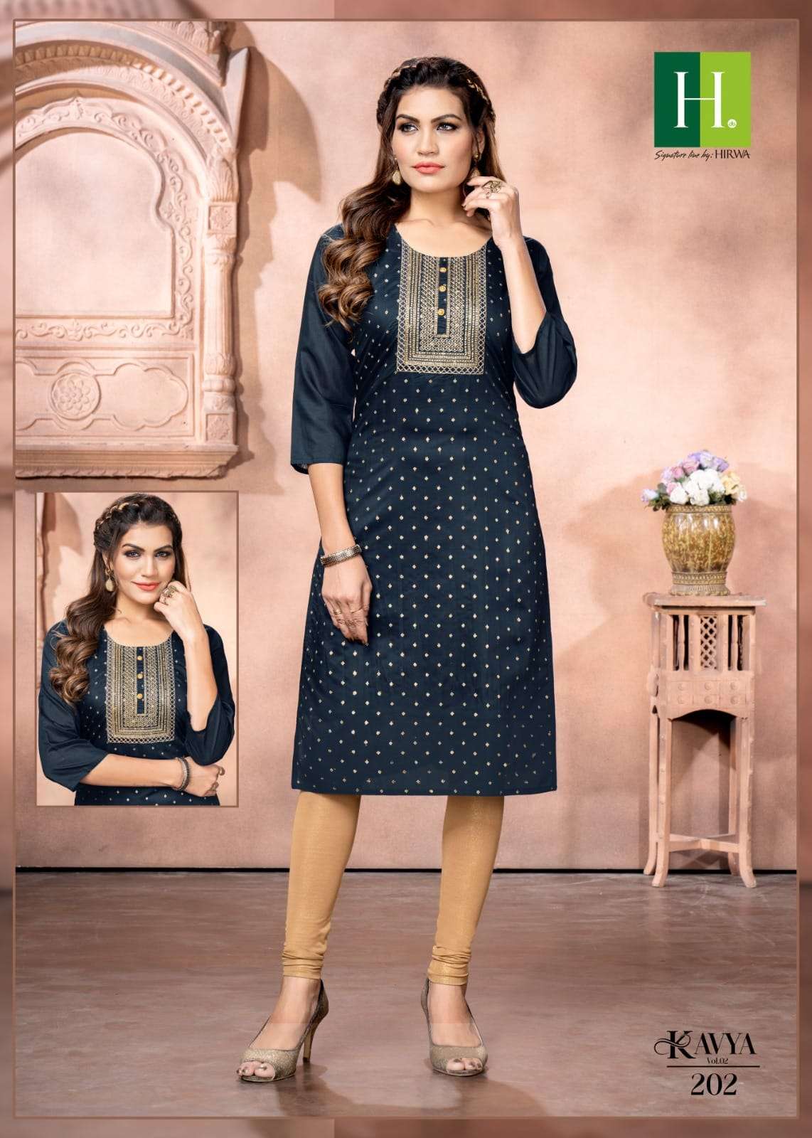 KAVYA VOL 2 BY HIRWA BANARASI SILK JACQUARD BUTTI KURTIS