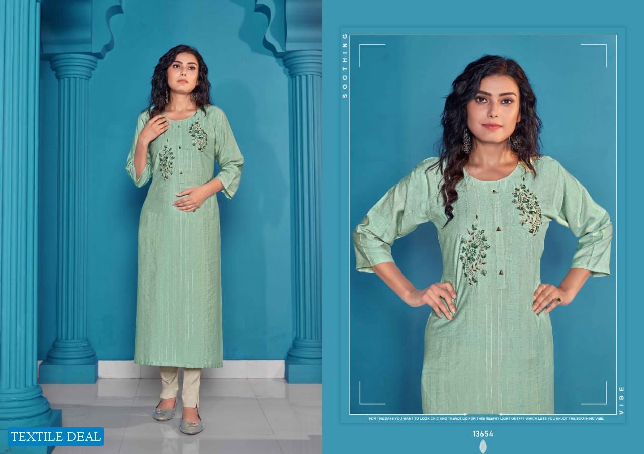 KALAROOP PRESENT RYDER HANDWORK CASUAL WEAR KURTI