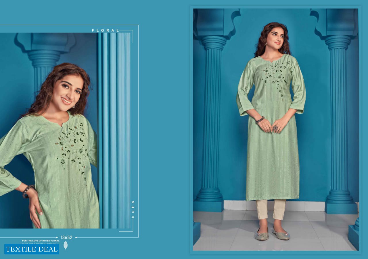 KALAROOP PRESENT RYDER HANDWORK CASUAL WEAR KURTI
