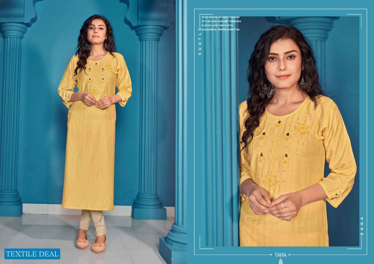 KALAROOP PRESENT RYDER HANDWORK CASUAL WEAR KURTI