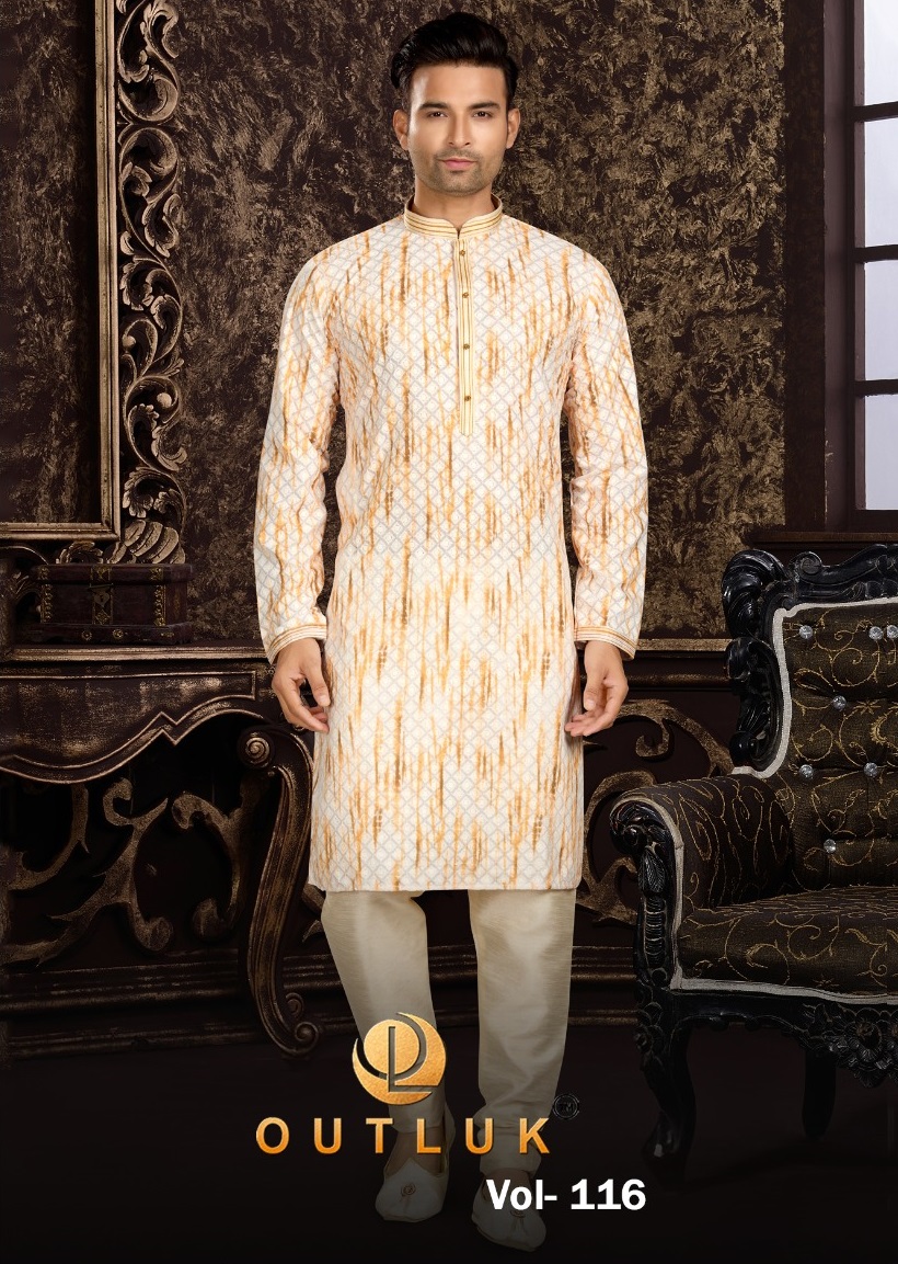 Outluk Vol-116 Wholesale Pintex And Lucknowi Work Mens Kurta Pajama