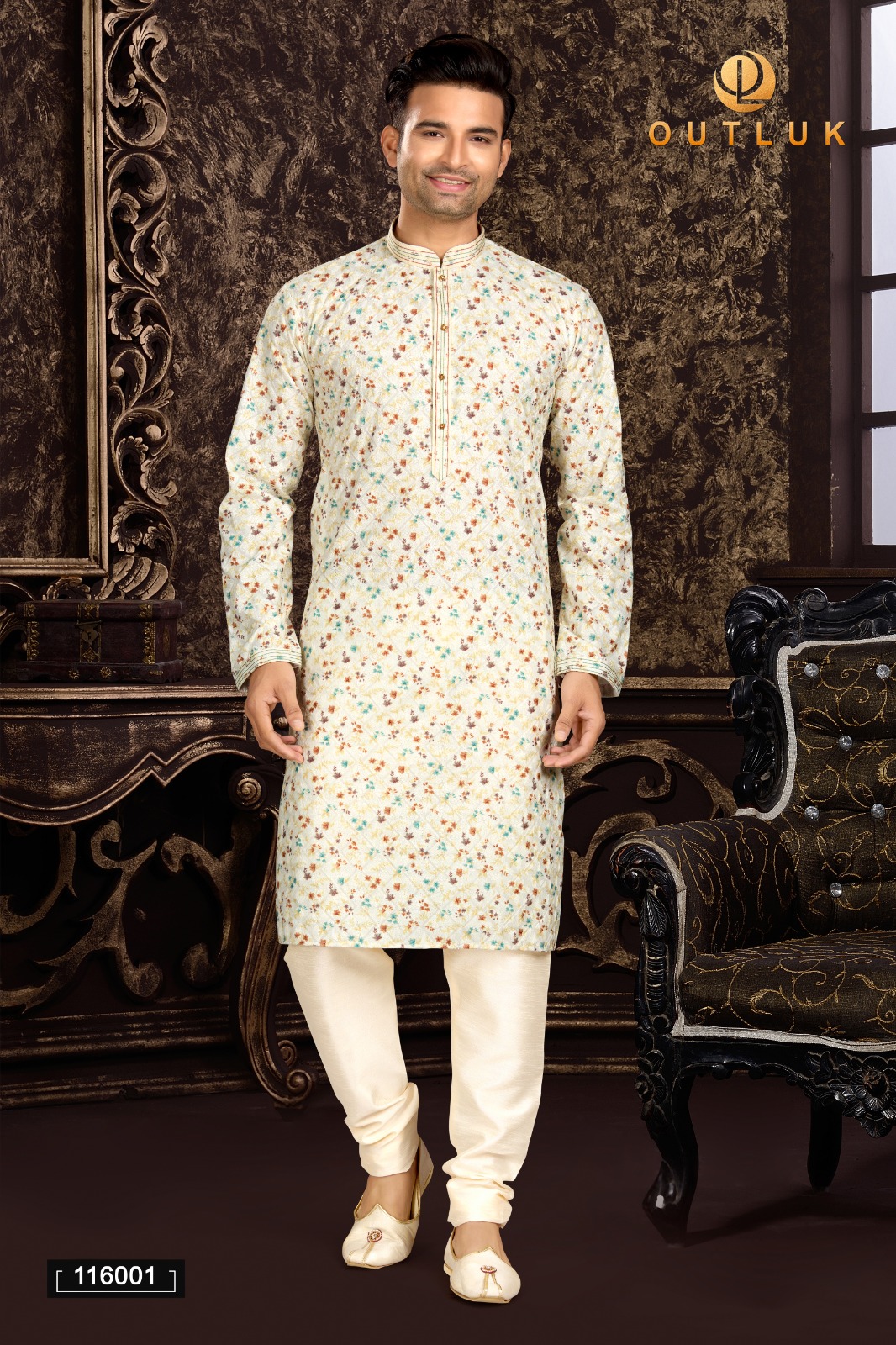 Outluk Vol-116 Wholesale Pintex And Lucknowi Work Mens Kurta Pajama