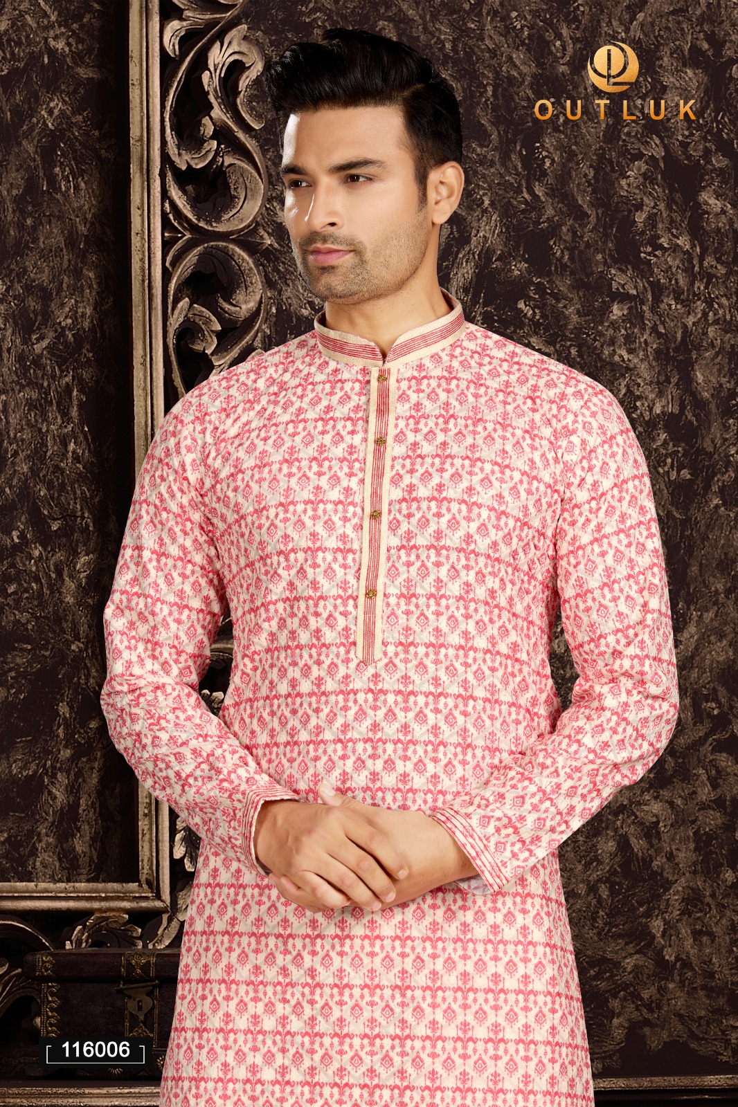 Outluk Vol-116 Wholesale Pintex And Lucknowi Work Mens Kurta Pajama