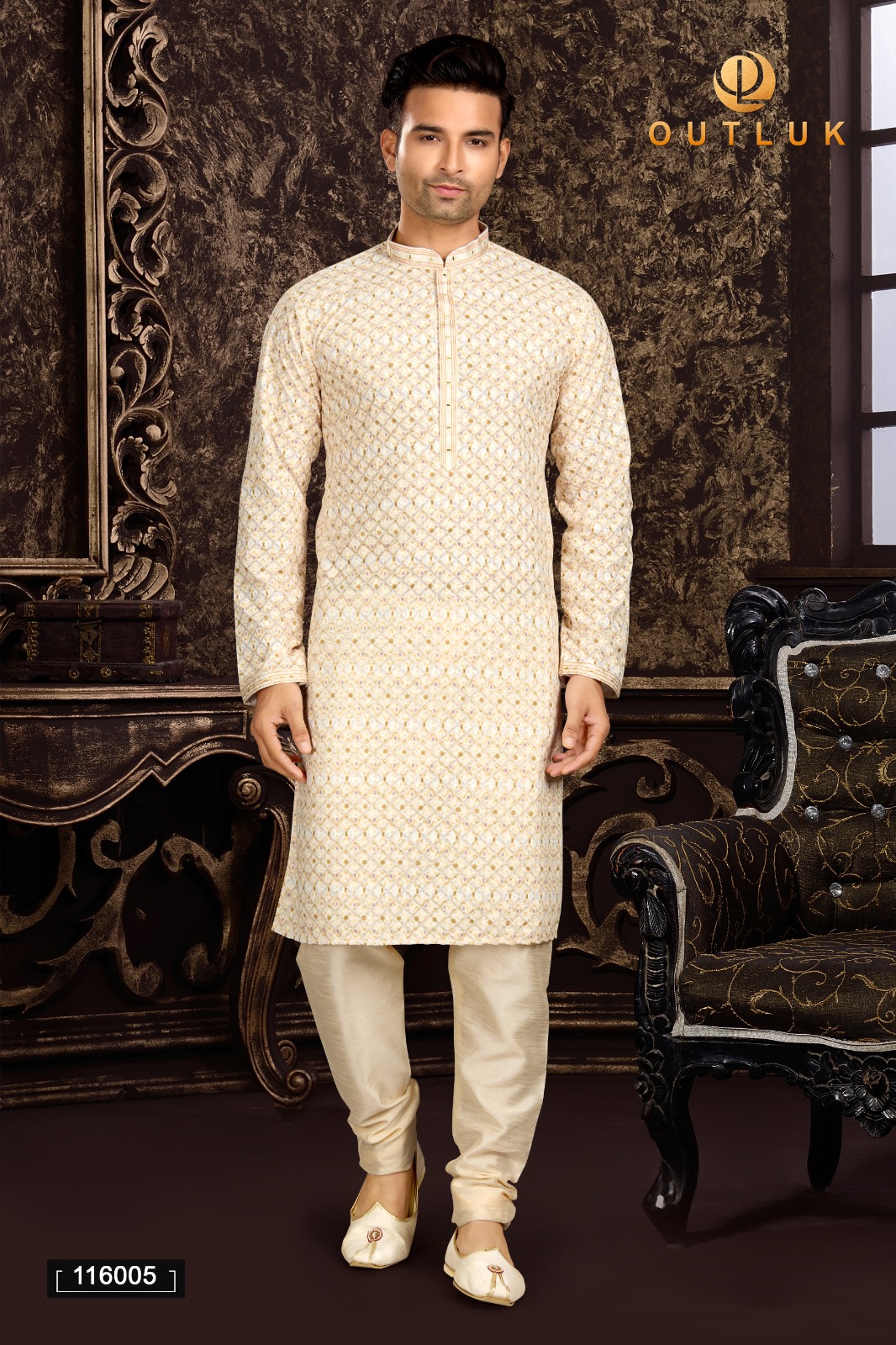 Outluk Vol-116 Wholesale Pintex And Lucknowi Work Mens Kurta Pajama