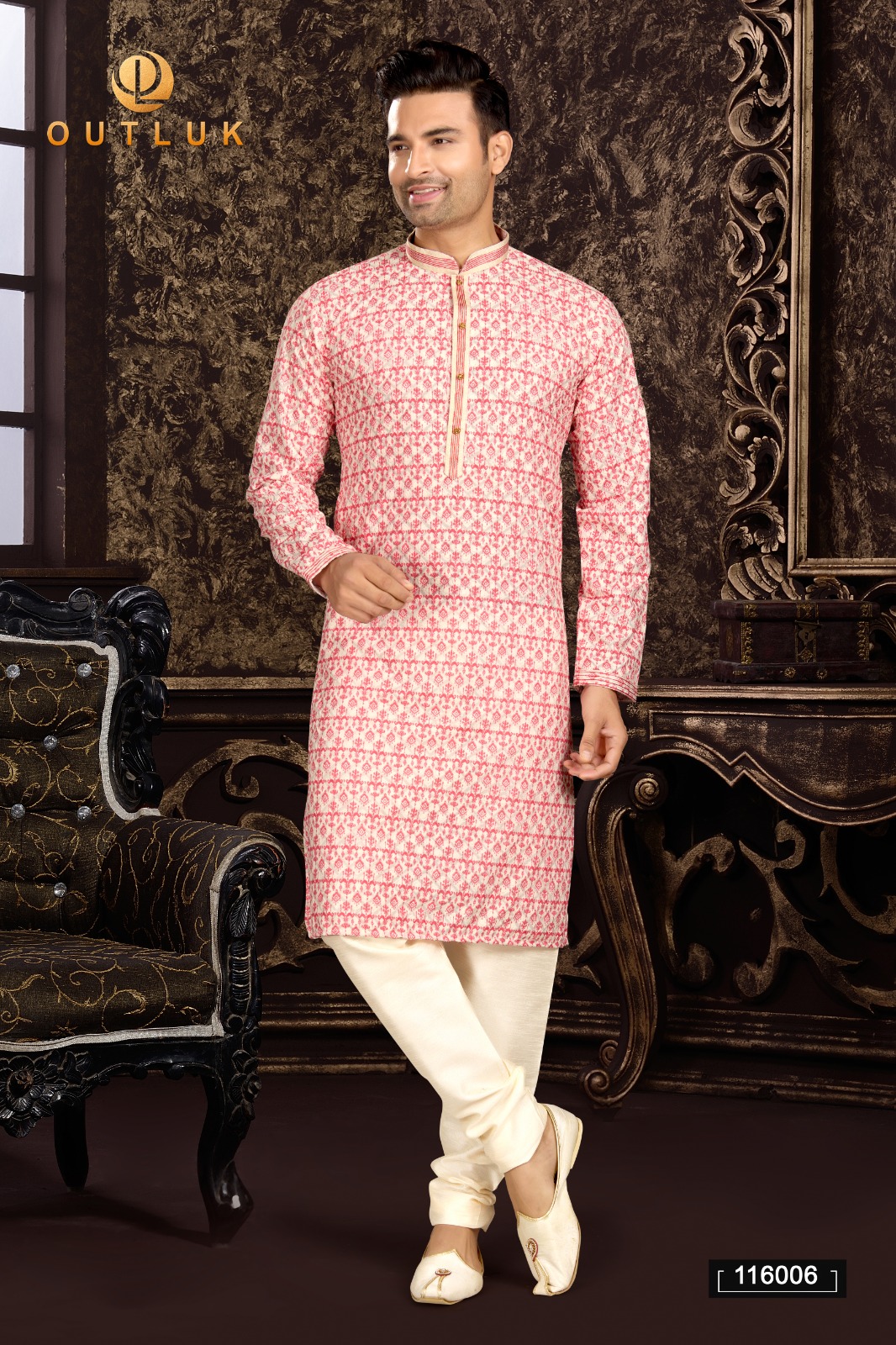 Outluk Vol-116 Wholesale Pintex And Lucknowi Work Mens Kurta Pajama
