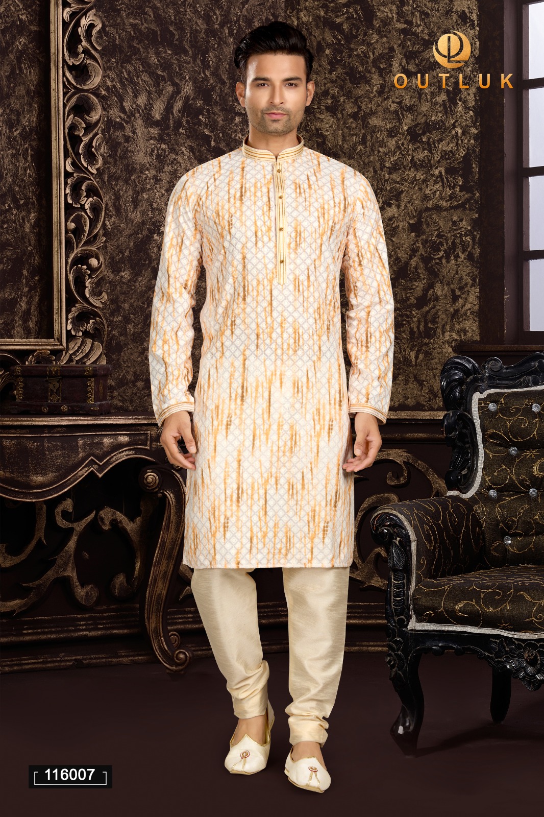 Outluk Vol-116 Wholesale Pintex And Lucknowi Work Mens Kurta Pajama
