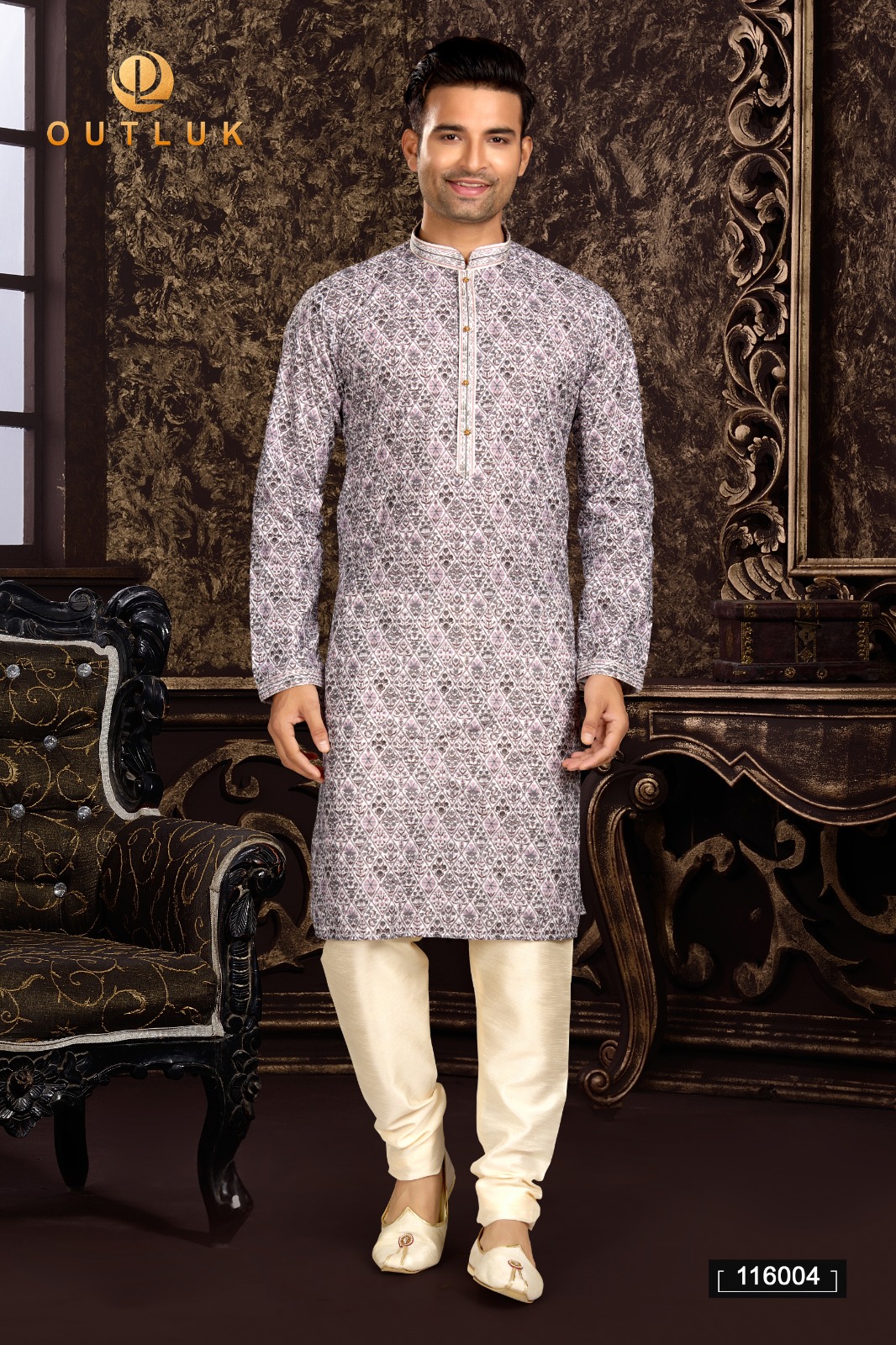 Outluk Vol-116 Wholesale Pintex And Lucknowi Work Mens Kurta Pajama
