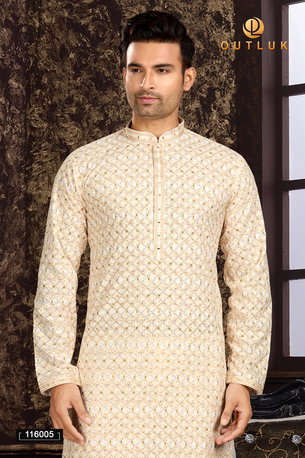 Outluk Vol-116 Wholesale Pintex And Lucknowi Work Mens Kurta Pajama