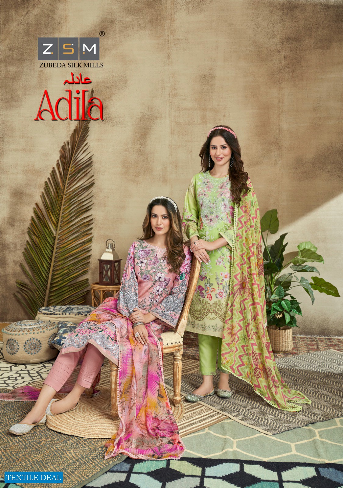 ZSM ZUBEDA SILK MILLS PRESENT ADILA PAKISTANI FLOWER PRINTED SALWAR KAMEEZ COLLECTION