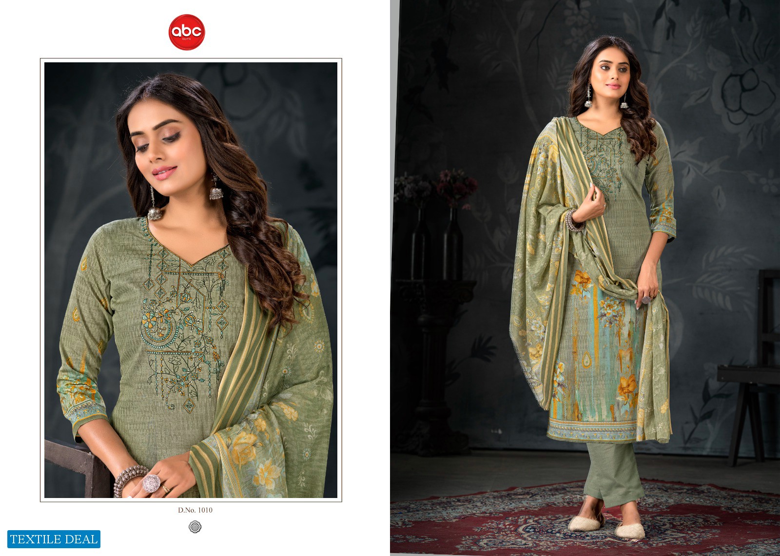 ABC Joban Wholesale Cambric Print With Embroidery Dress Material