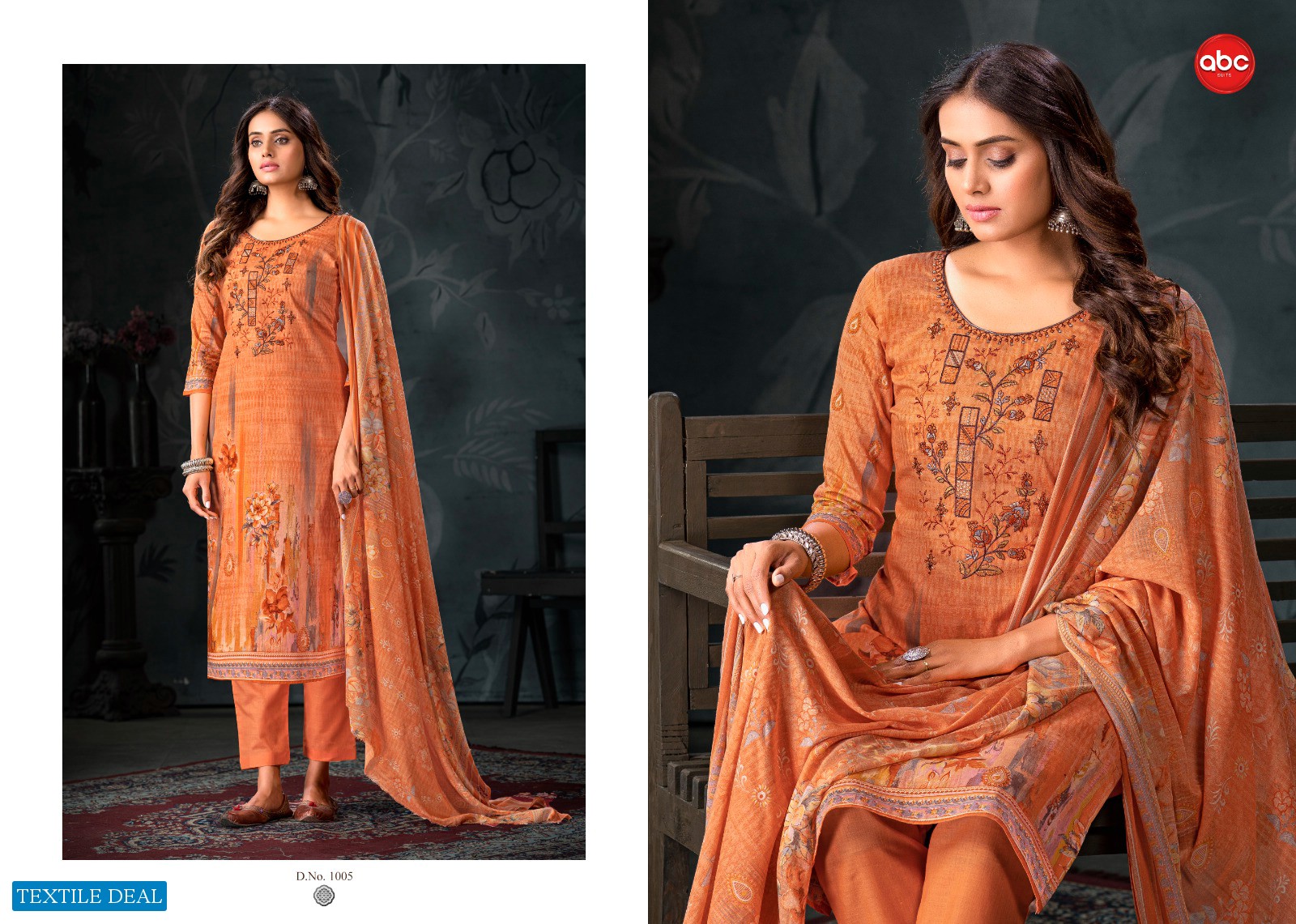 ABC Joban Wholesale Cambric Print With Embroidery Dress Material