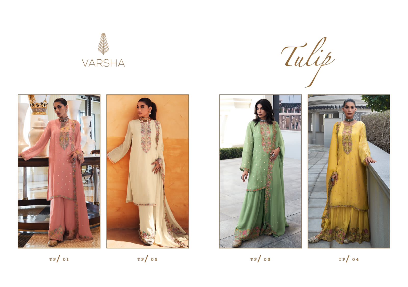 Varsha Tulip Wholesale Self Woven With Embroidery Designer Salwar Suits