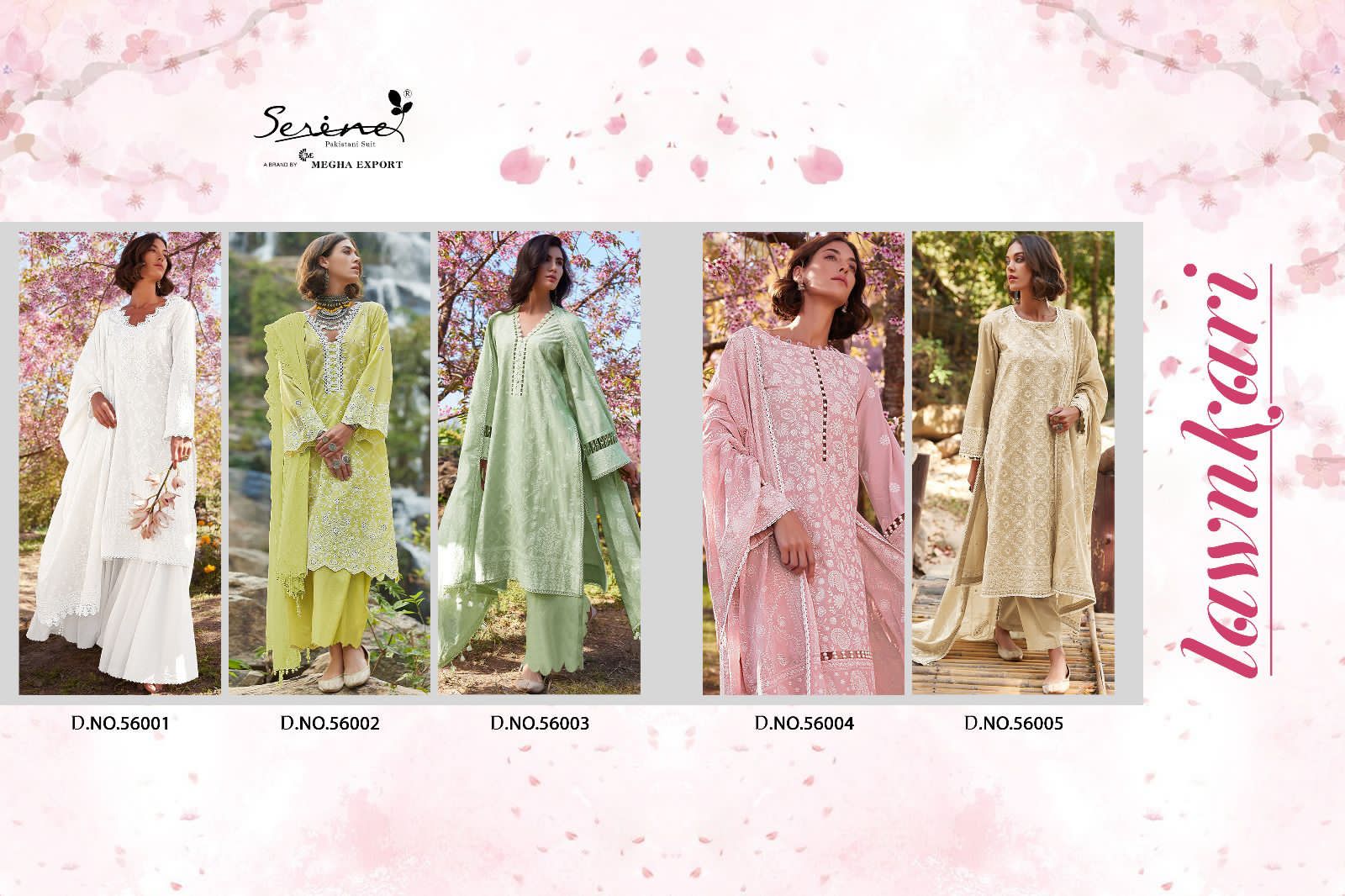 Serine Lawnkari Wholesale Lawn Cotton With Embroidered Work Pakistani Suits