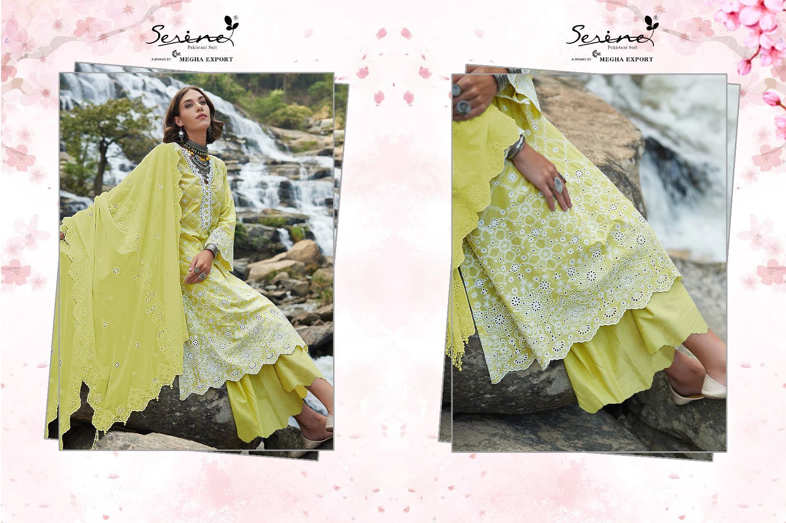 Serine Lawnkari Wholesale Lawn Cotton With Embroidered Work Pakistani Suits