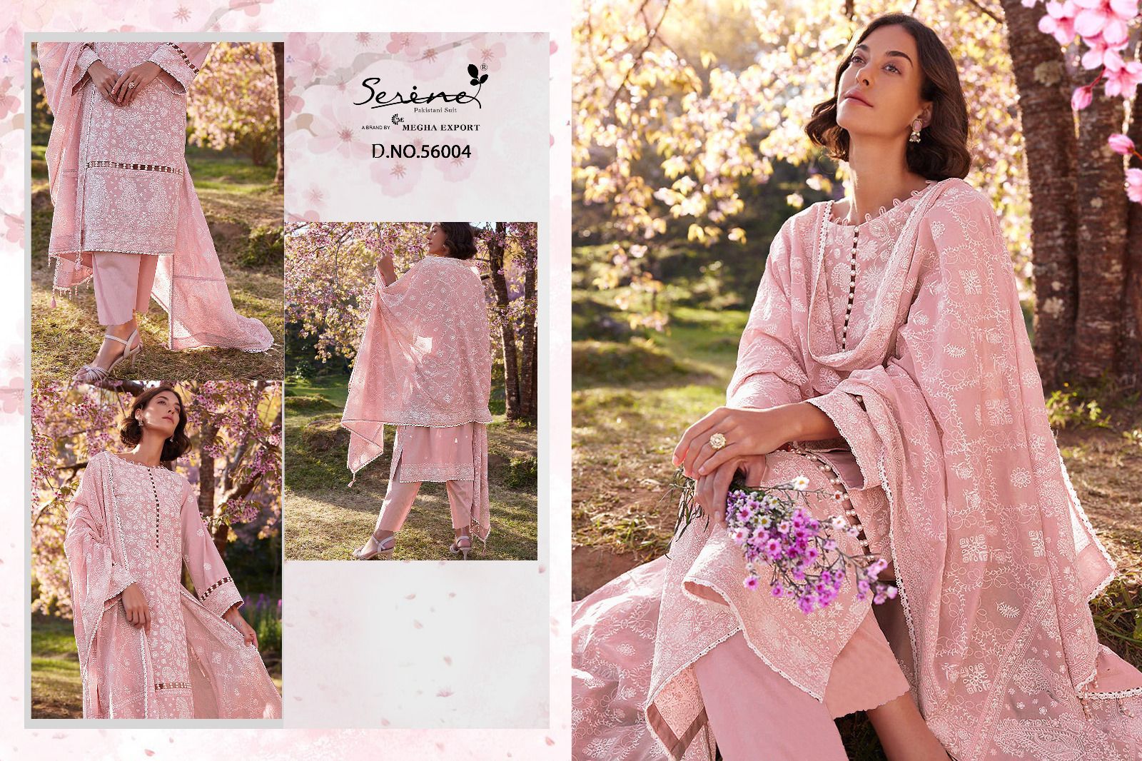 Serine Lawnkari Wholesale Lawn Cotton With Embroidered Work Pakistani Suits