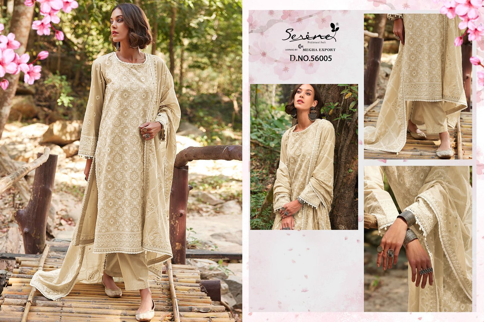 Serine Lawnkari Wholesale Lawn Cotton With Embroidered Work Pakistani Suits