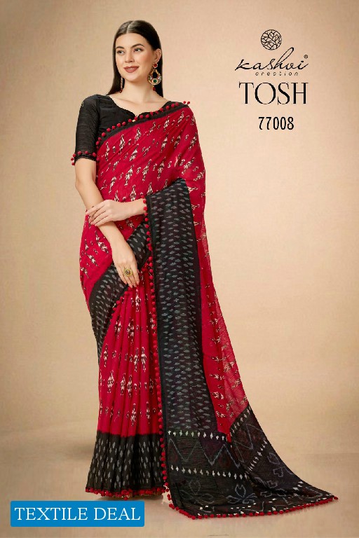 Kashvi Tosh Wholesale Linen Silk With Pum Pum Lace Sarees