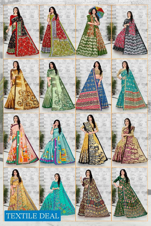 SC Sona Chandi Wholesale Pure Cotton Printed Sarees