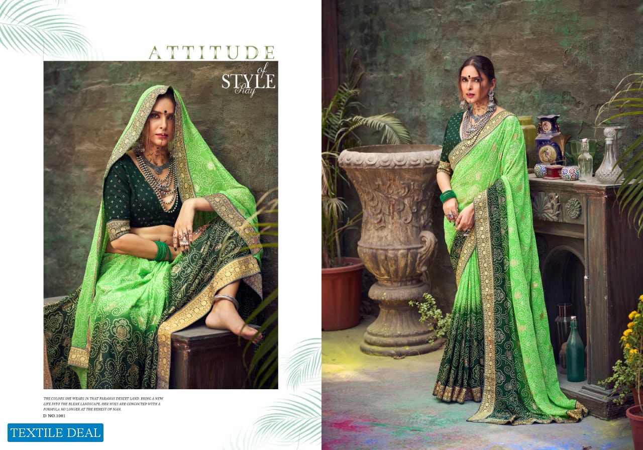 SHUBH SHREE CREATION GHOOMAR 1001-1009 DESIGNER TRADITIONAL BANDHEJ SAREES