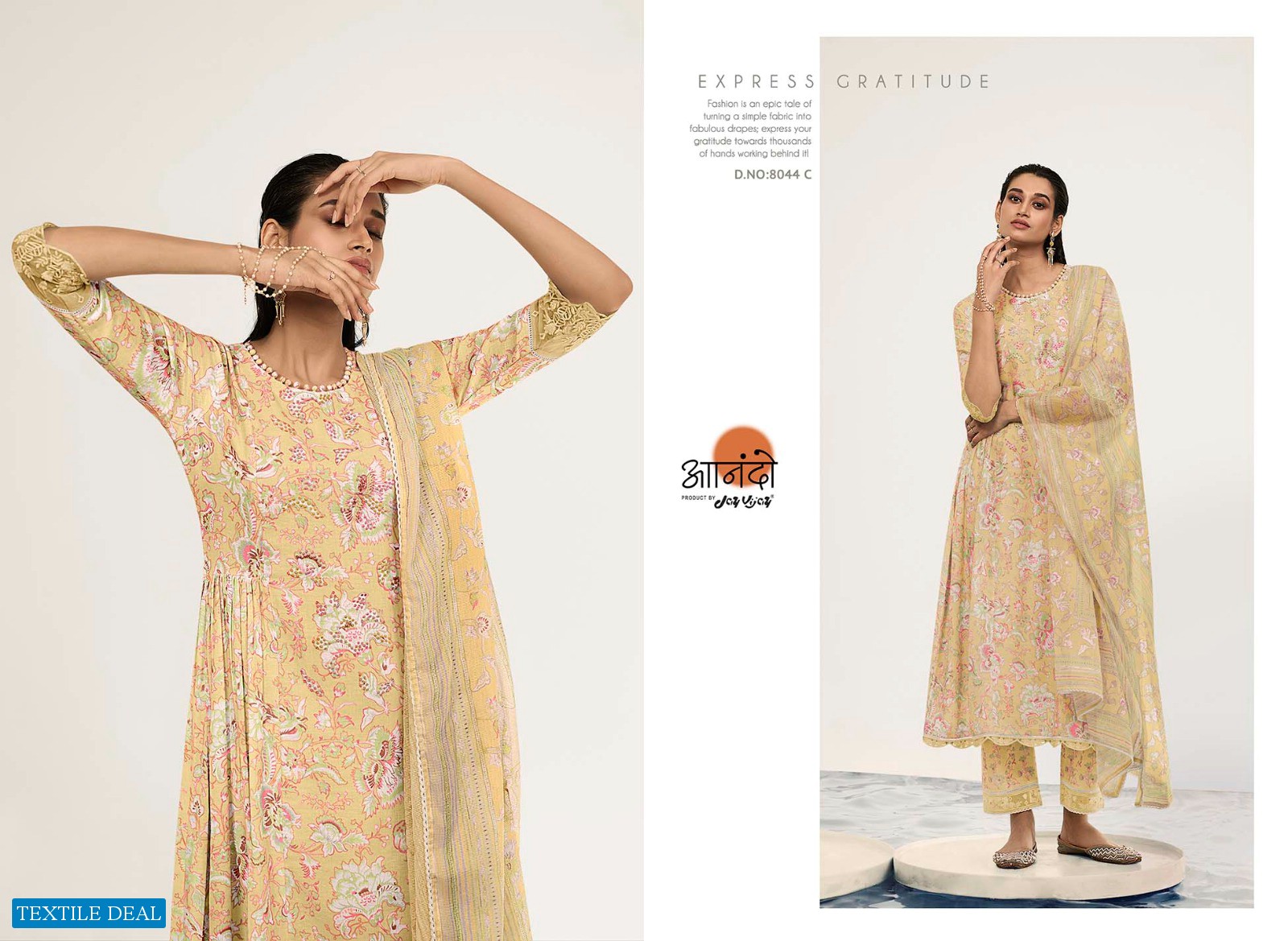 JAY VIJAY ANANDO CLAUDIA 8044 PRINTED HANDWORK DESIGNER SALWAR KAMEEZ WHOLESALER