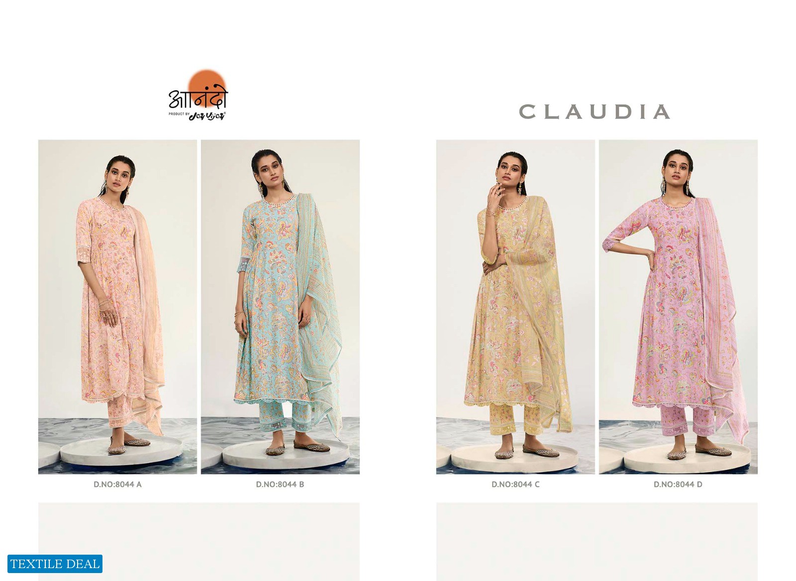 JAY VIJAY ANANDO CLAUDIA 8044 PRINTED HANDWORK DESIGNER SALWAR KAMEEZ WHOLESALER