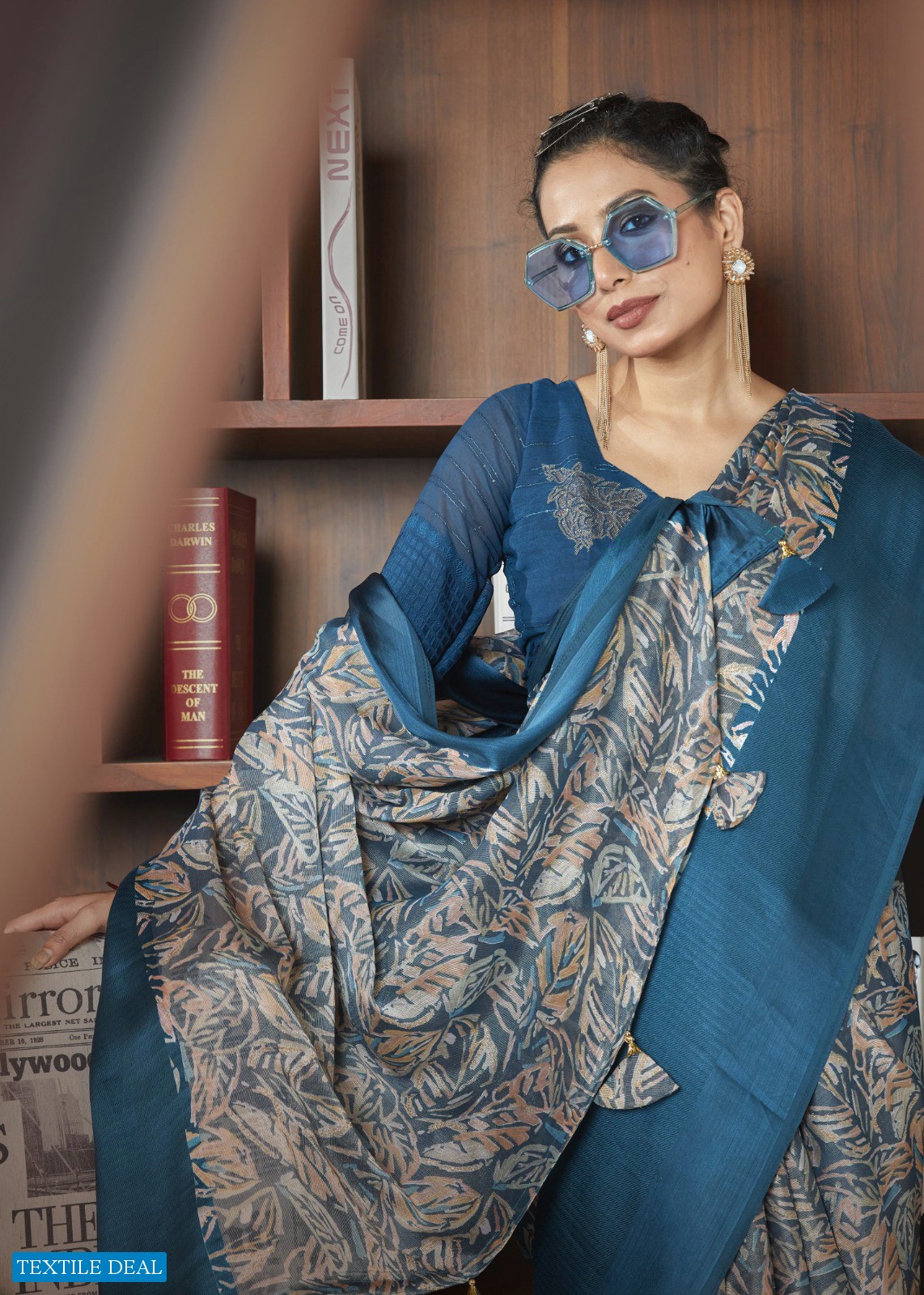NESTA BY VALLABHI PRINTS DESIGNER BRASSO WITH SATIN BORDER SAREE AND CROCHET BLOUSE COLLECTION