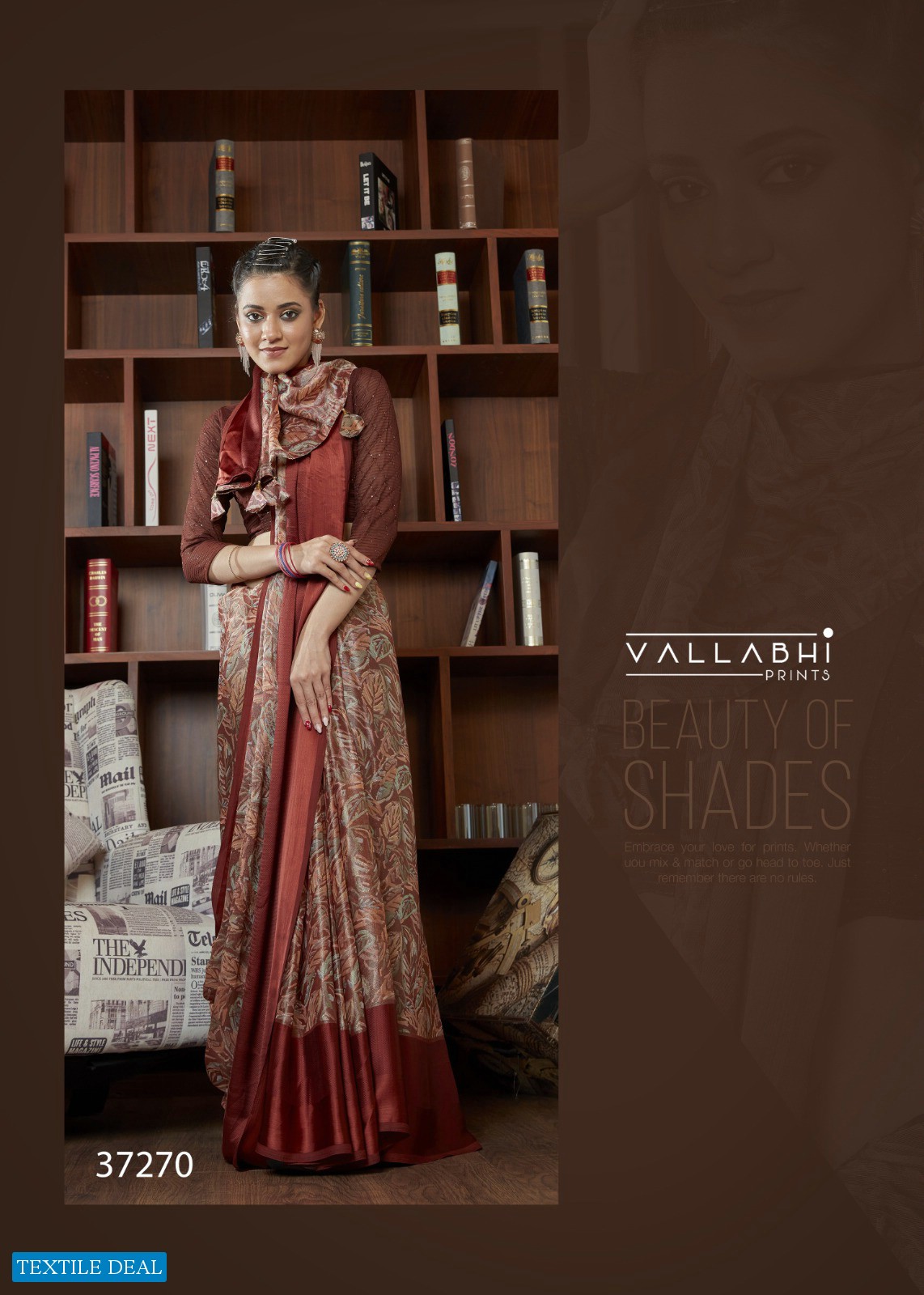 NESTA BY VALLABHI PRINTS DESIGNER BRASSO WITH SATIN BORDER SAREE AND CROCHET BLOUSE COLLECTION