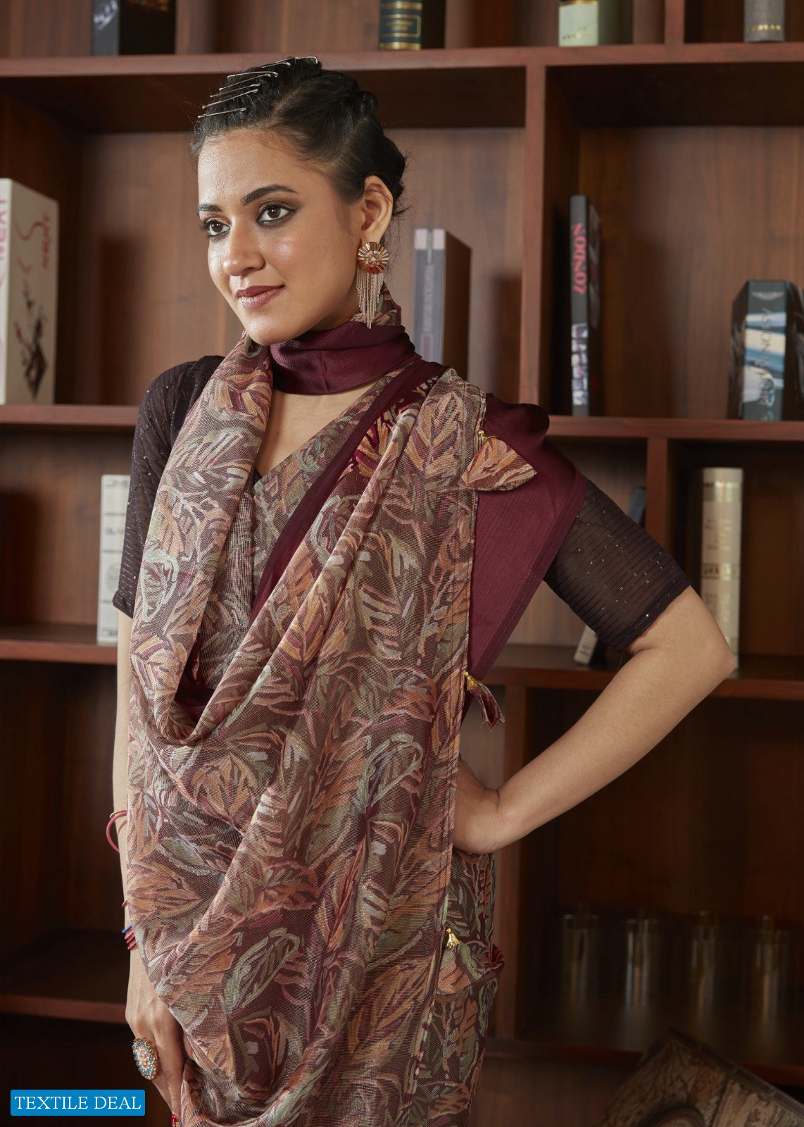 NESTA BY VALLABHI PRINTS DESIGNER BRASSO WITH SATIN BORDER SAREE AND CROCHET BLOUSE COLLECTION