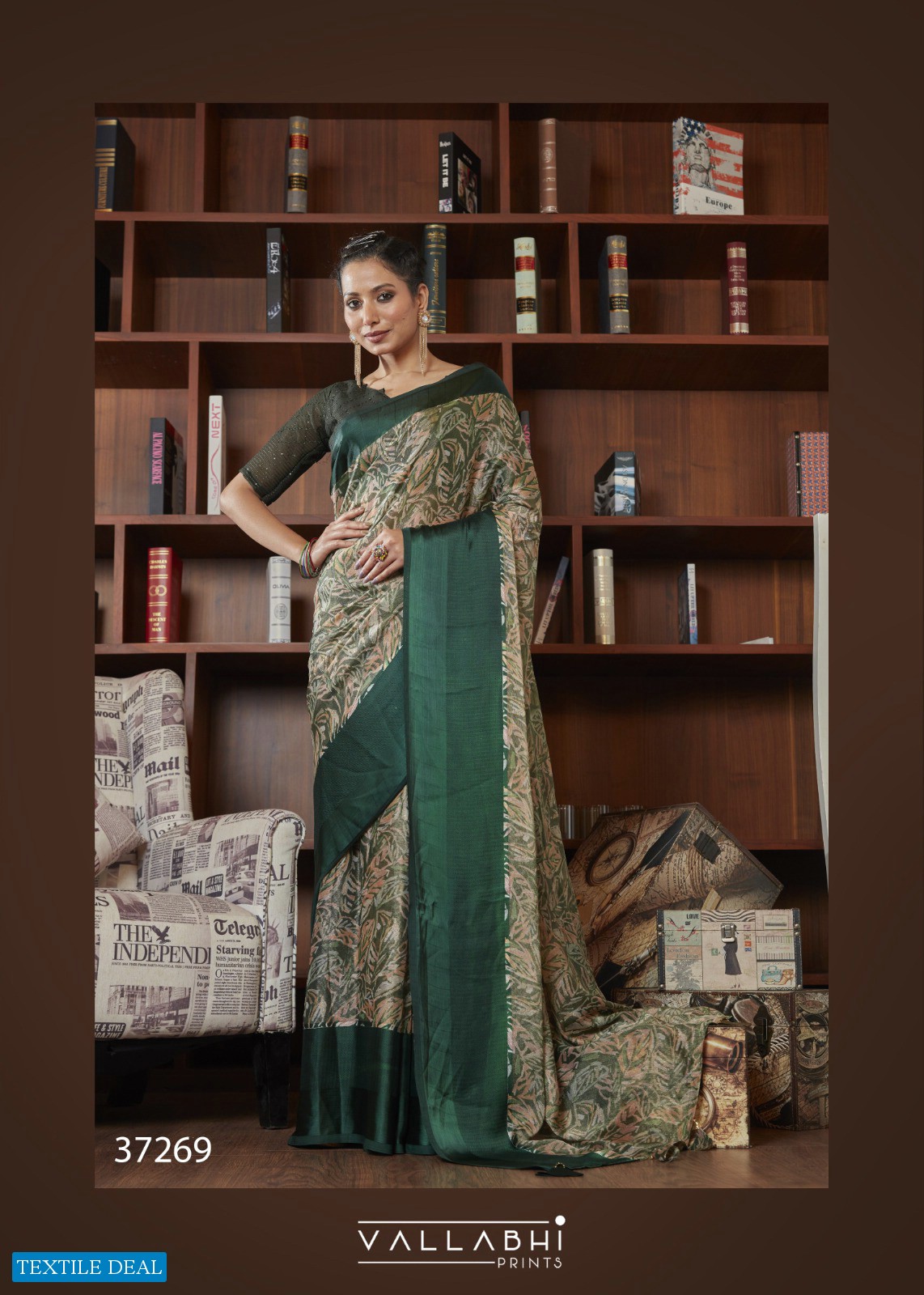 NESTA BY VALLABHI PRINTS DESIGNER BRASSO WITH SATIN BORDER SAREE AND CROCHET BLOUSE COLLECTION