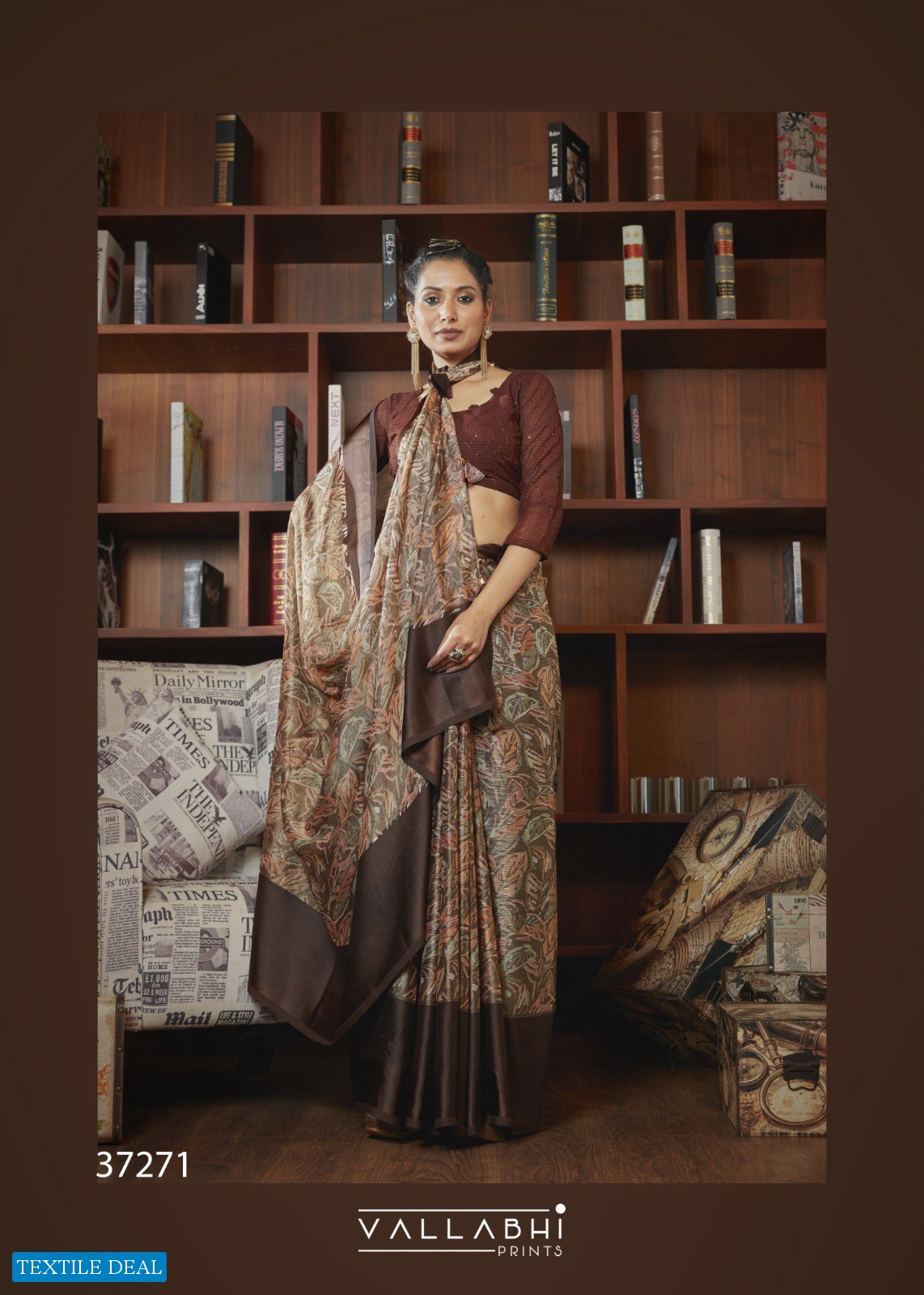 NESTA BY VALLABHI PRINTS DESIGNER BRASSO WITH SATIN BORDER SAREE AND CROCHET BLOUSE COLLECTION
