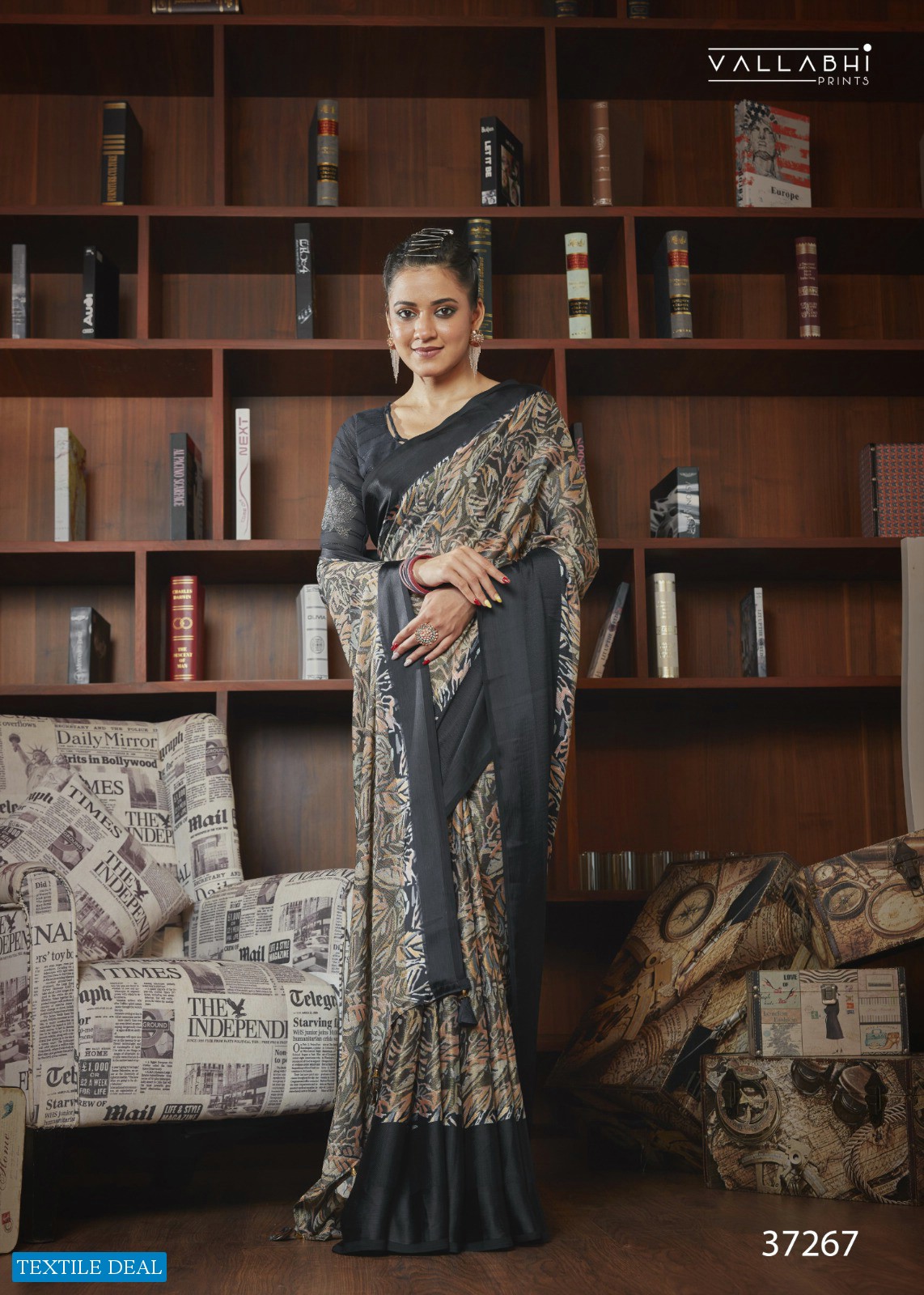 NESTA BY VALLABHI PRINTS DESIGNER BRASSO WITH SATIN BORDER SAREE AND CROCHET BLOUSE COLLECTION