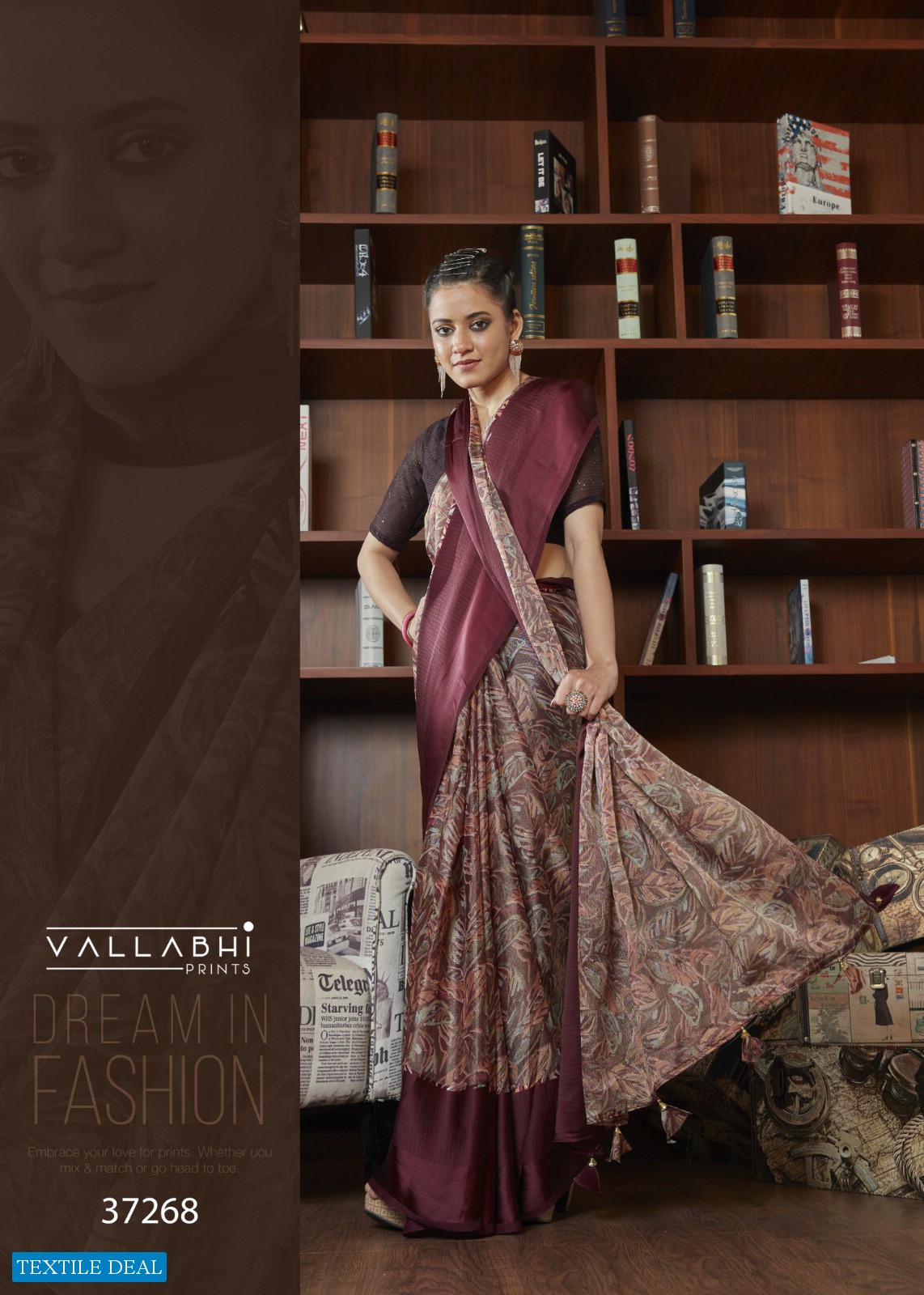 NESTA BY VALLABHI PRINTS DESIGNER BRASSO WITH SATIN BORDER SAREE AND CROCHET BLOUSE COLLECTION