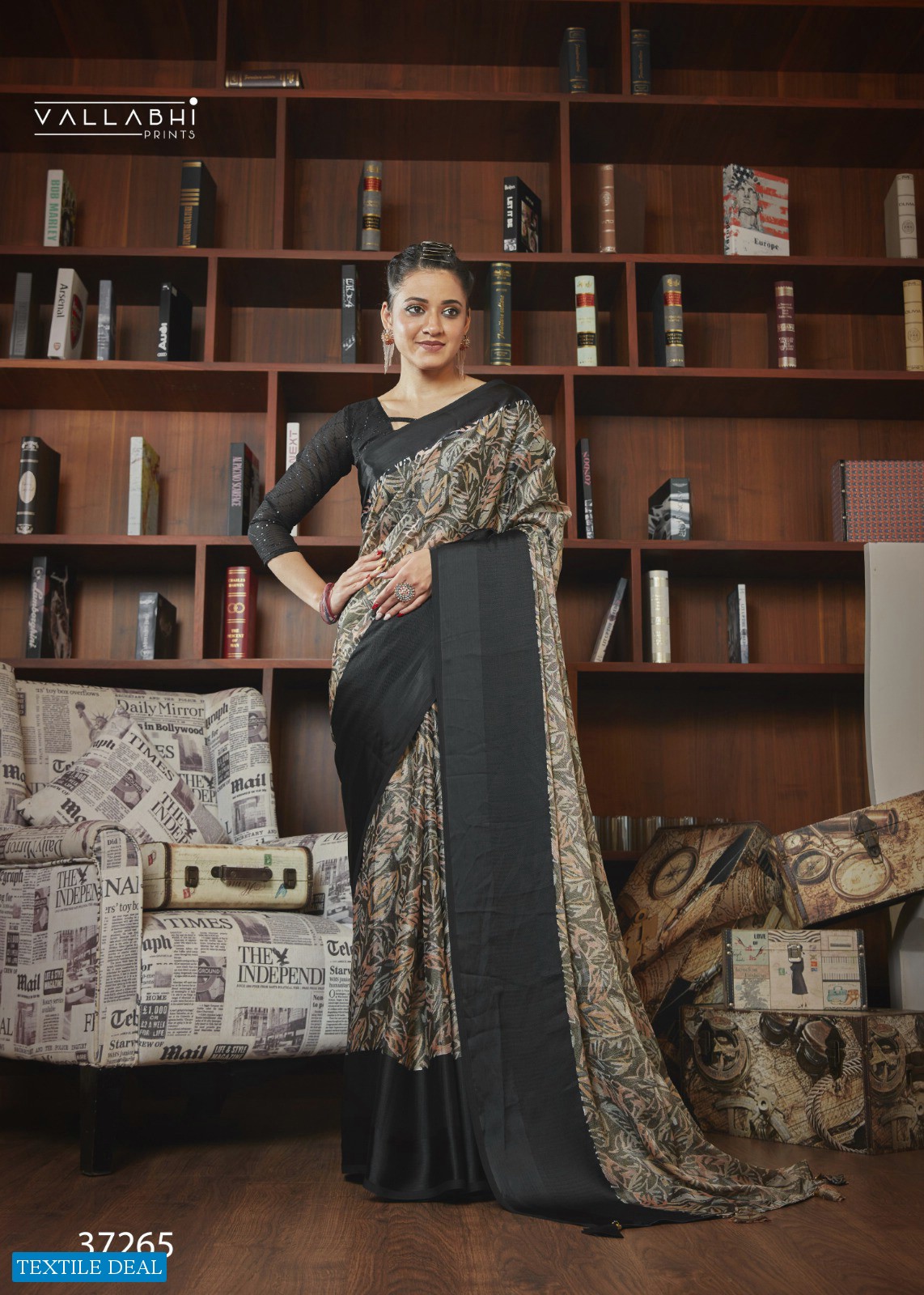 NESTA BY VALLABHI PRINTS DESIGNER BRASSO WITH SATIN BORDER SAREE AND CROCHET BLOUSE COLLECTION