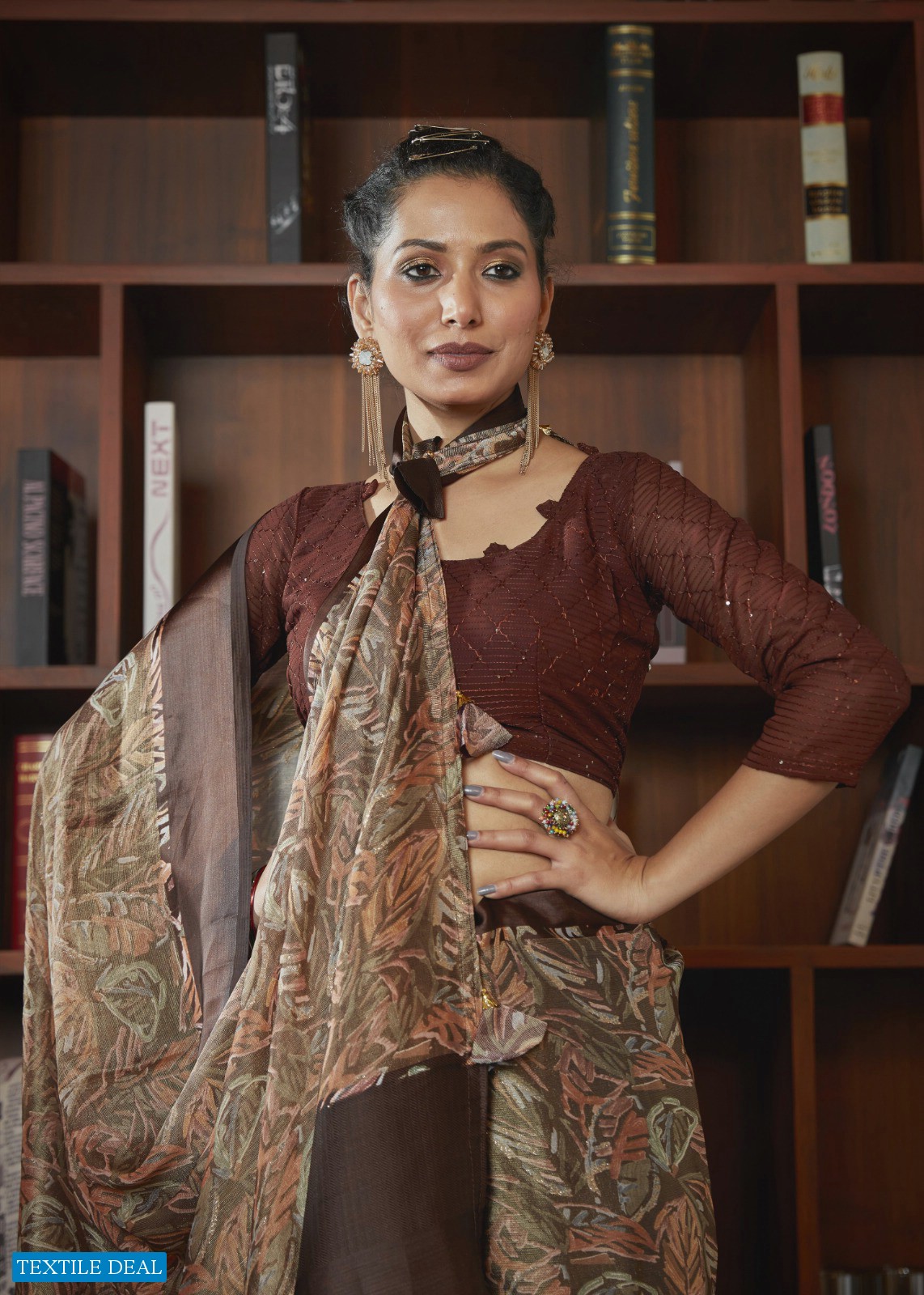 NESTA BY VALLABHI PRINTS DESIGNER BRASSO WITH SATIN BORDER SAREE AND CROCHET BLOUSE COLLECTION