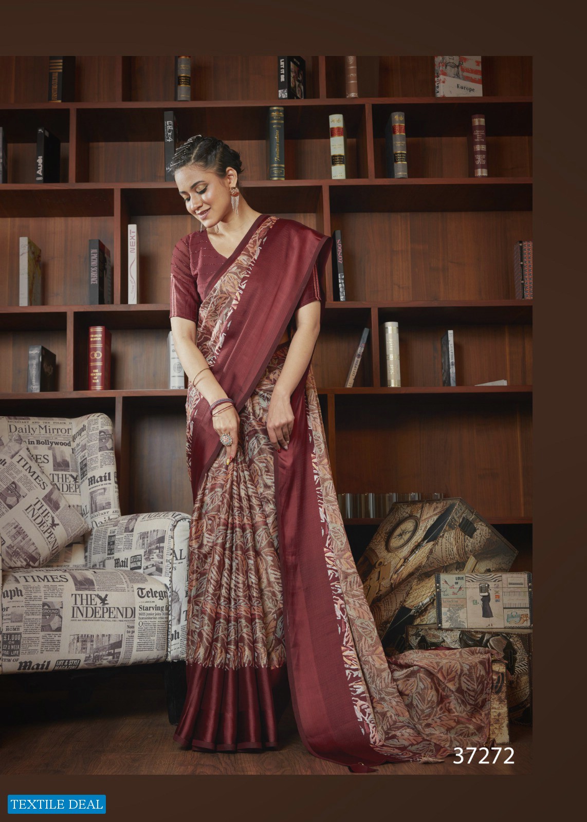 NESTA BY VALLABHI PRINTS DESIGNER BRASSO WITH SATIN BORDER SAREE AND CROCHET BLOUSE COLLECTION
