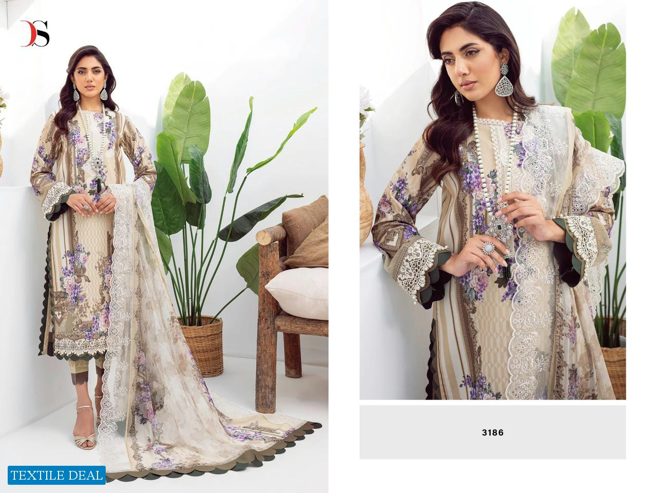 DEEPSY SUIT JADE NEEDLE WONDER 23 VOL 2 EMBROIDERED PATCHES WORK PAKISTANI SALWAR KAMEEZ COLLECTION