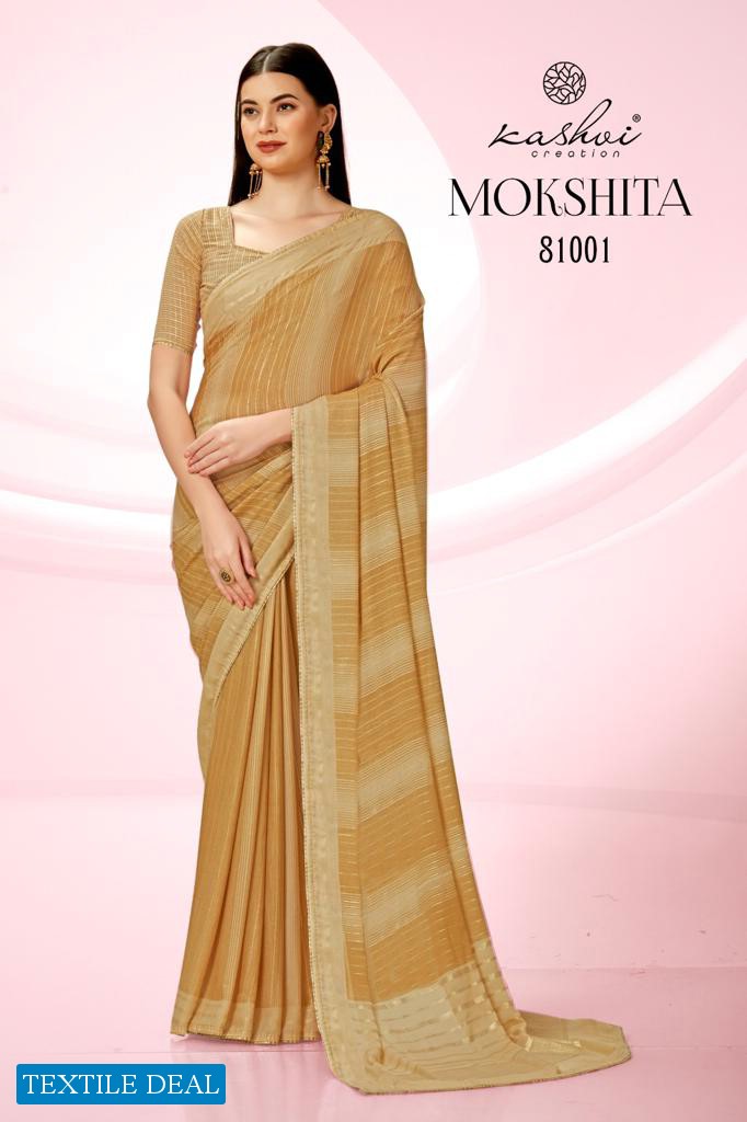 Kashvi Mokshita Wholesale Dull Moss With Foil Prints Ethnic Sarees