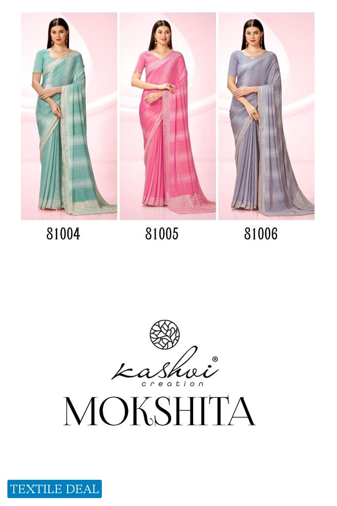 Kashvi Mokshita Wholesale Dull Moss With Foil Prints Ethnic Sarees