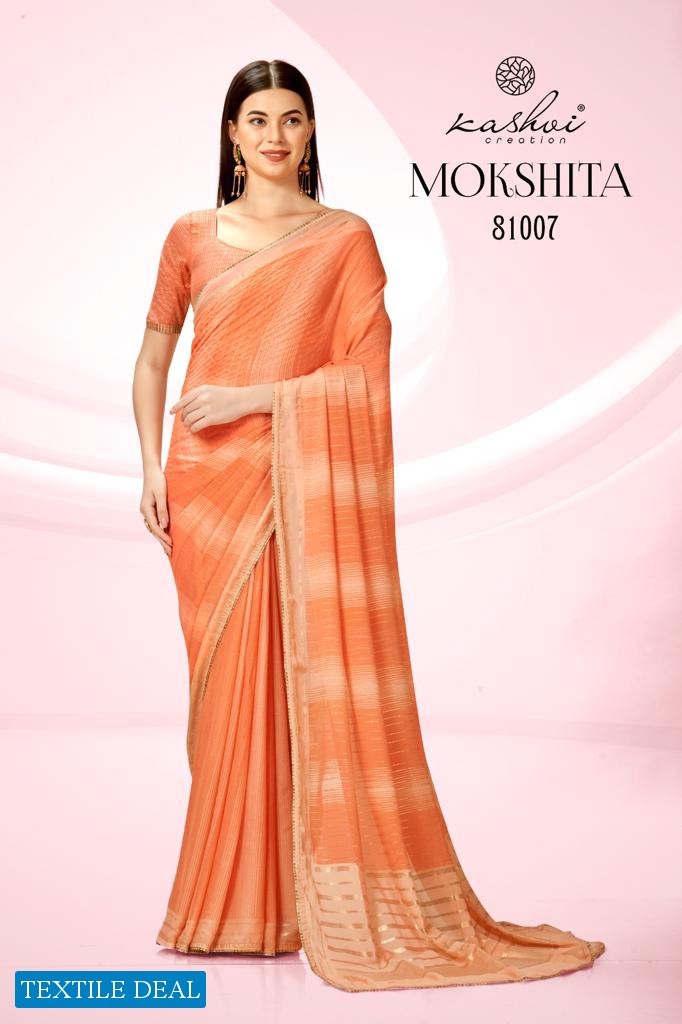 Kashvi Mokshita Wholesale Dull Moss With Foil Prints Ethnic Sarees