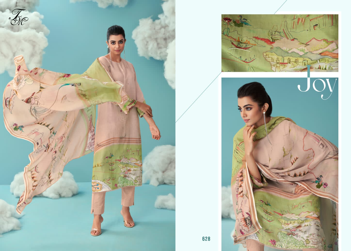 T And M Joy Wholesale Pure Linen With Hand Work And Daman Lace Salwar Suits