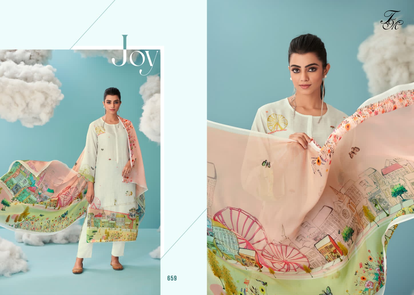 T And M Joy Wholesale Pure Linen With Hand Work And Daman Lace Salwar Suits