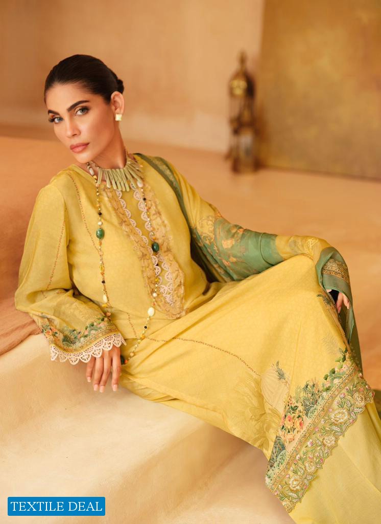 Varsha Mughal Garden Wholesale Viscose Muslin With Embroidered Border Patch Designer Suits